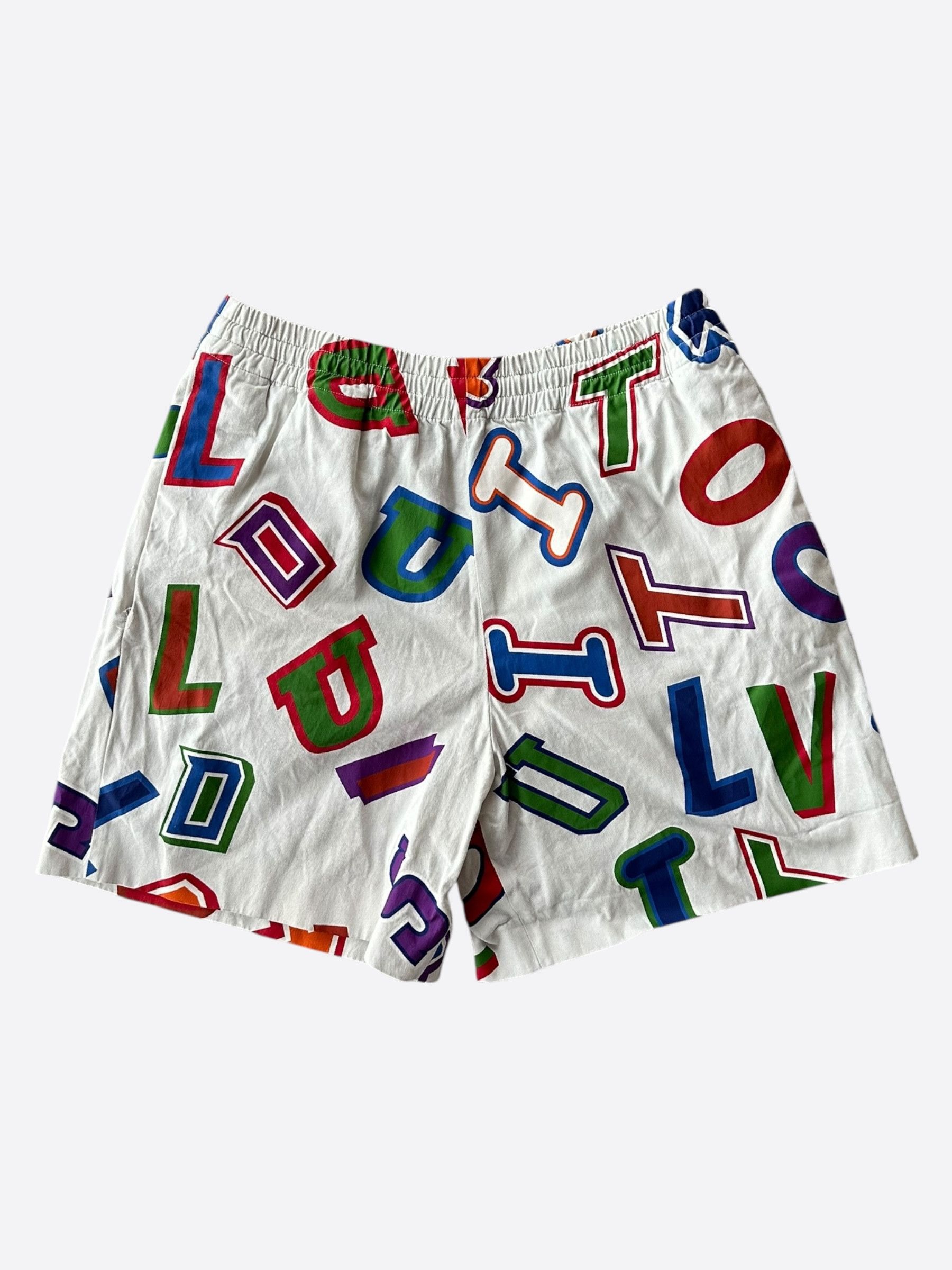 Louis Vuitton Louis Vuitton NBA White Multicolor Letter Shorts Size US 34 / EU 50 - 1 Thumbnail