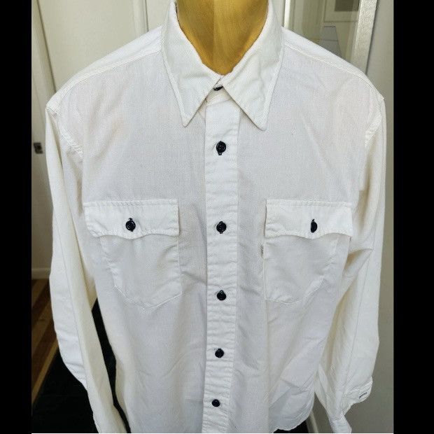 Levi's × Levi's Vintage Clothing × Vintage VINTAGE 1980s LEVI'S WORK SHIRT BUTTON FRONT WHITE TAG XL Size US XL / EU 56 / 4 - 2 Thumbnail