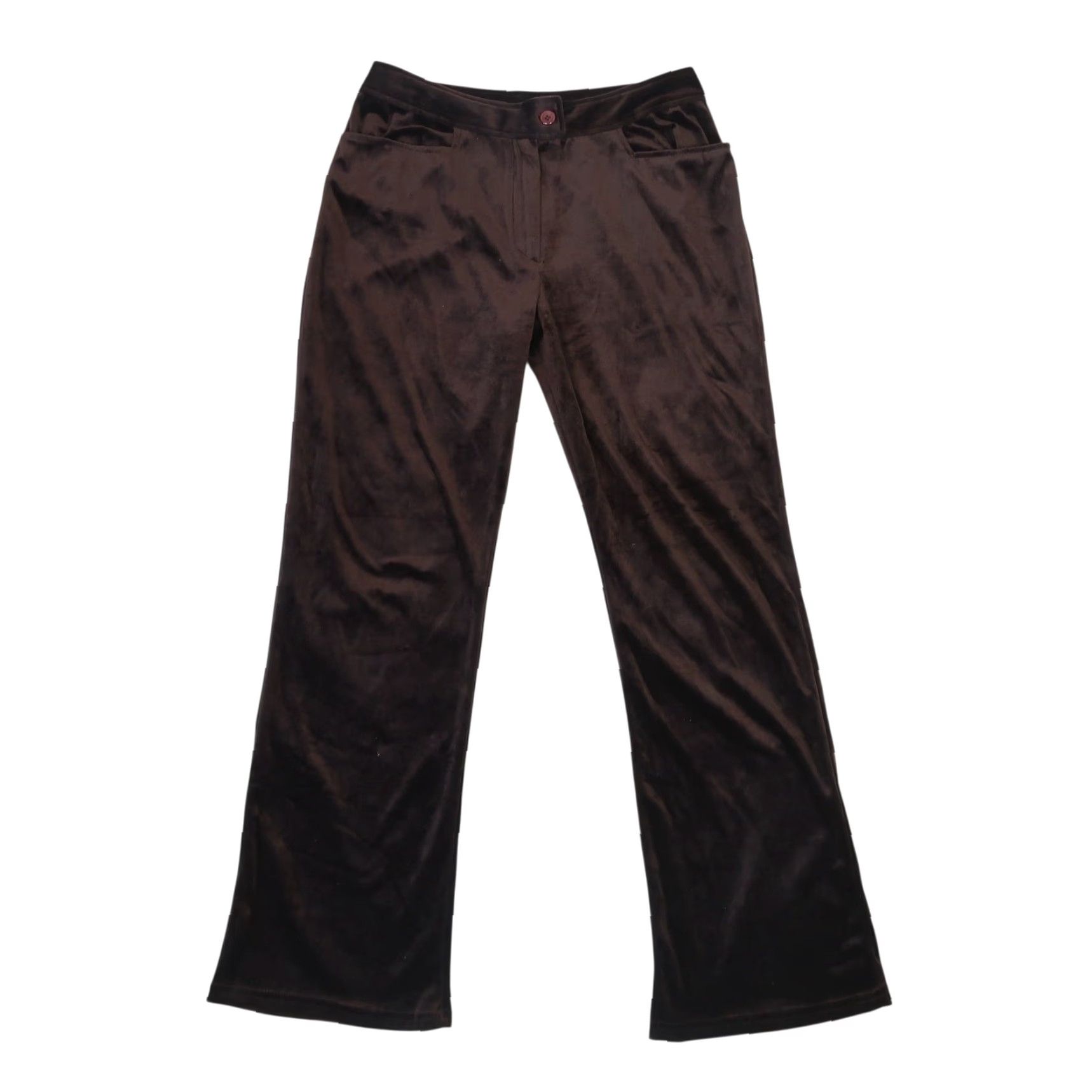 Velvet VINTAGE 90s Chocolate Brown Velvet Mid Rise Bootcut Flare Pants XL Women Velvet Acetate Polyester Black? Size 40" / US 18 - 2 Thumbnail