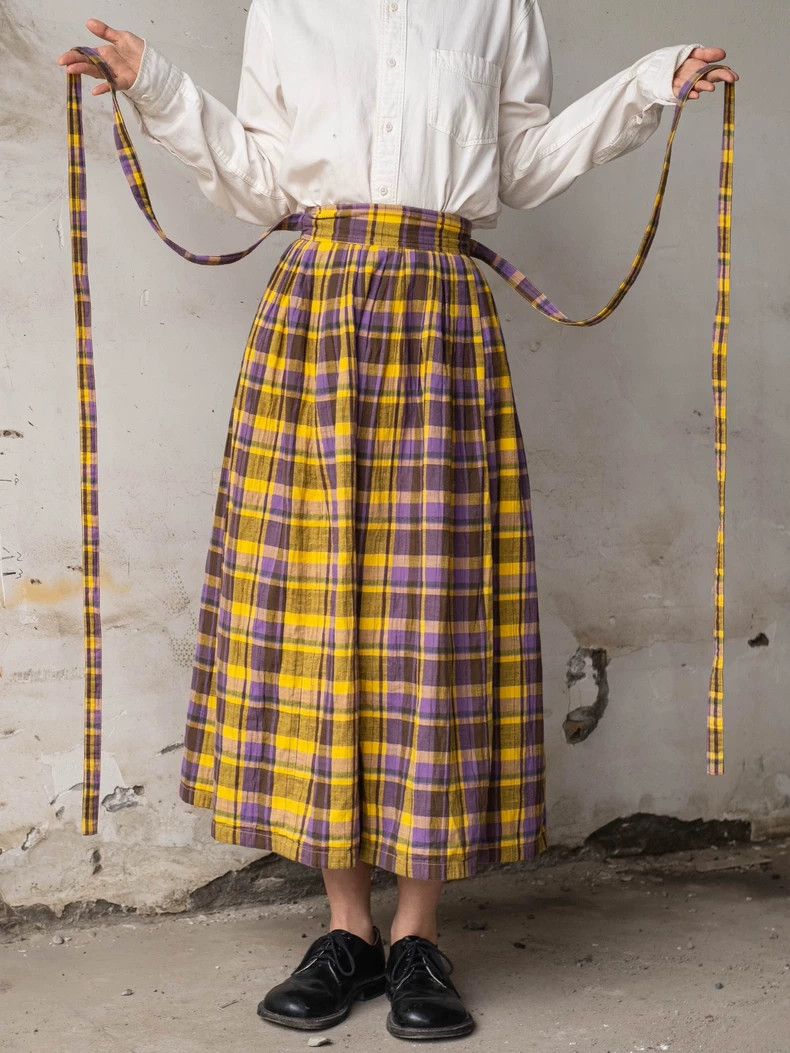 Kenzo KENZO Vintage yellow and purple checkered straps half skir Size 25" / US 0 / IT 36 - 5 Thumbnail