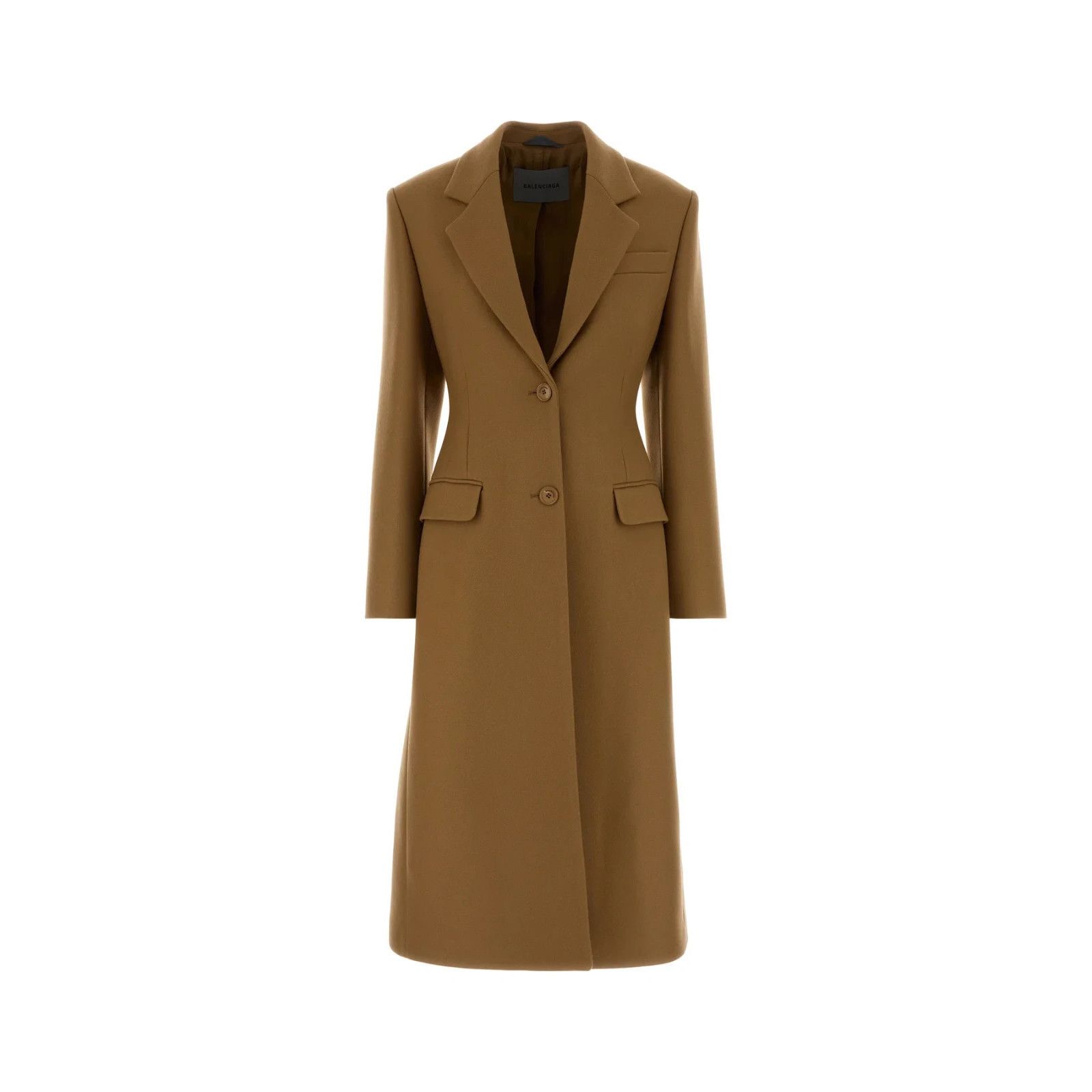 Balenciaga $3950 Camel Single-Breasted Coat, Women's