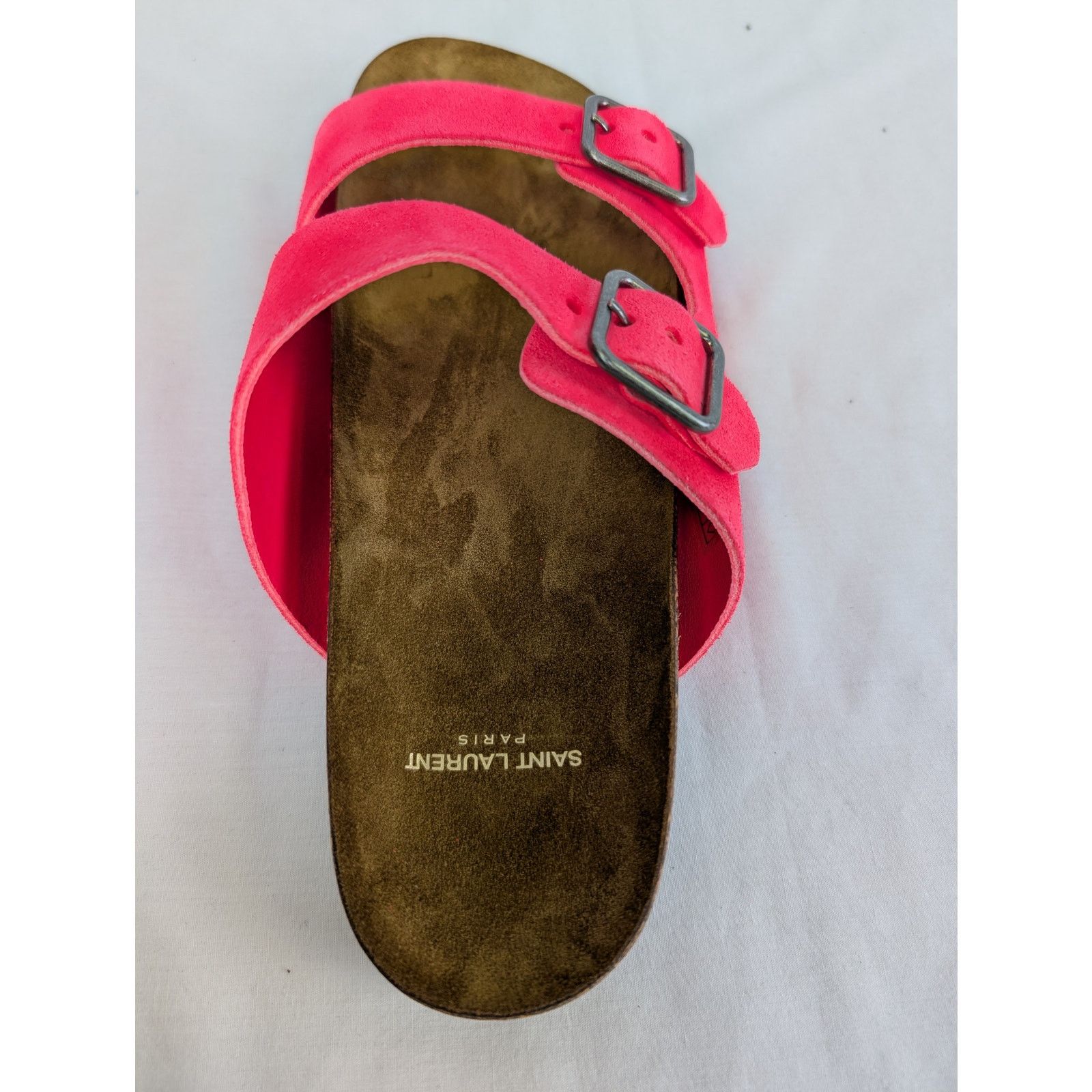 Saint Laurent Paris o1rshd1 Q:2 / Jimmy Double Buckle Slide Slipper Pink/Brown Size US 9 / EU 42 - 15 Thumbnail