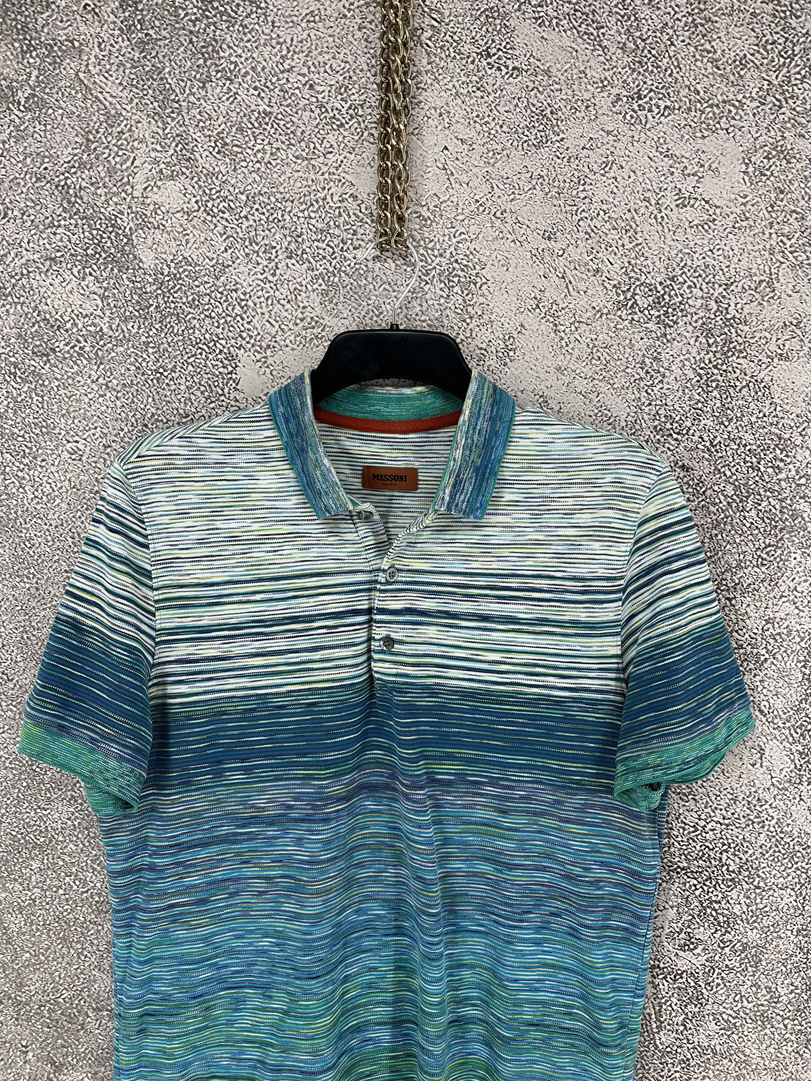 Missoni Rare Missoni Signature Blue Stripe Crewneck Tee Size-M Size US M / EU 48-50 / 2 - 6 Thumbnail