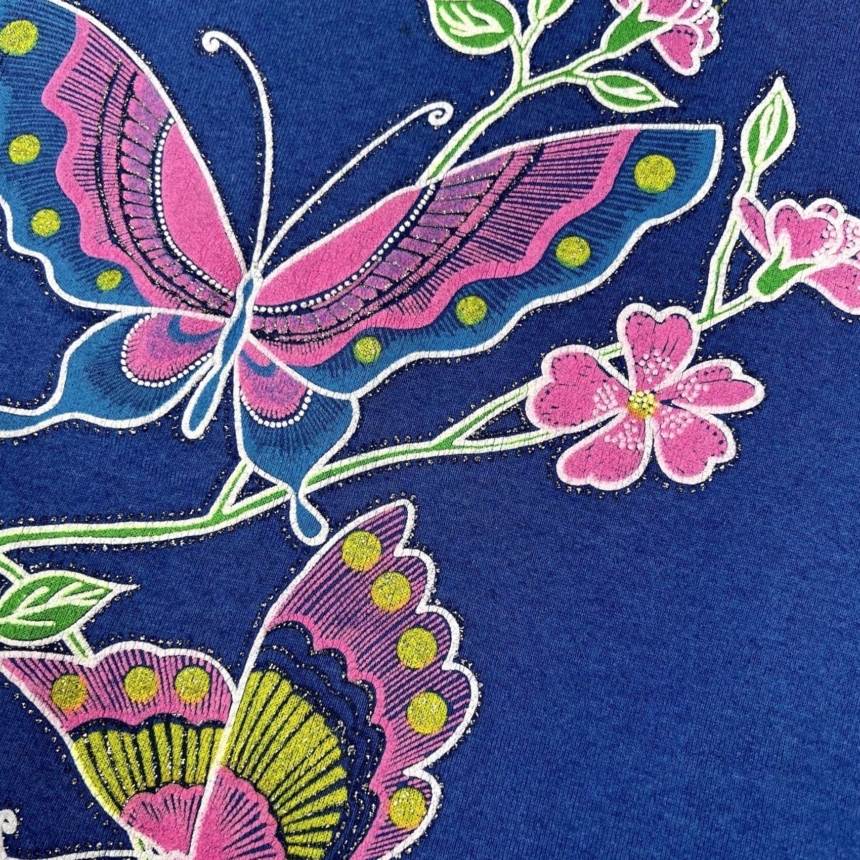 Fruit Of The Loom VINTAGE 90s Puff Print Floral Butterfly Raglan Crewneck Sweatshirt Medium Made USA Unisex Adults Mens Womens Size US M / EU 48-50 / 2 - 4 Thumbnail