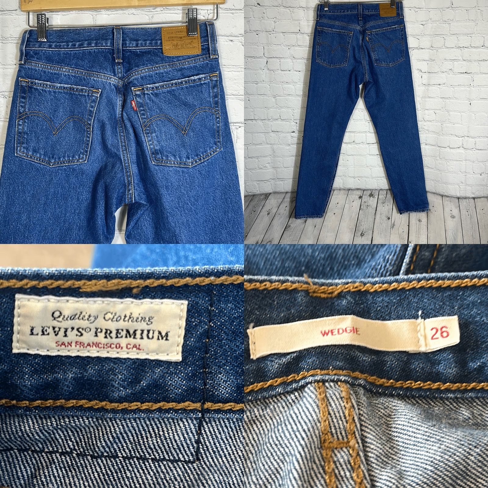 Levi's LEVIS Wedgie Jeans Womens 26 Blue High Rise Button Fly Denim Pants Jeans Distressed Hem Tapered Womens Blue 26 Levi's Size 26" / US 2 / IT 38 - 8 Thumbnail