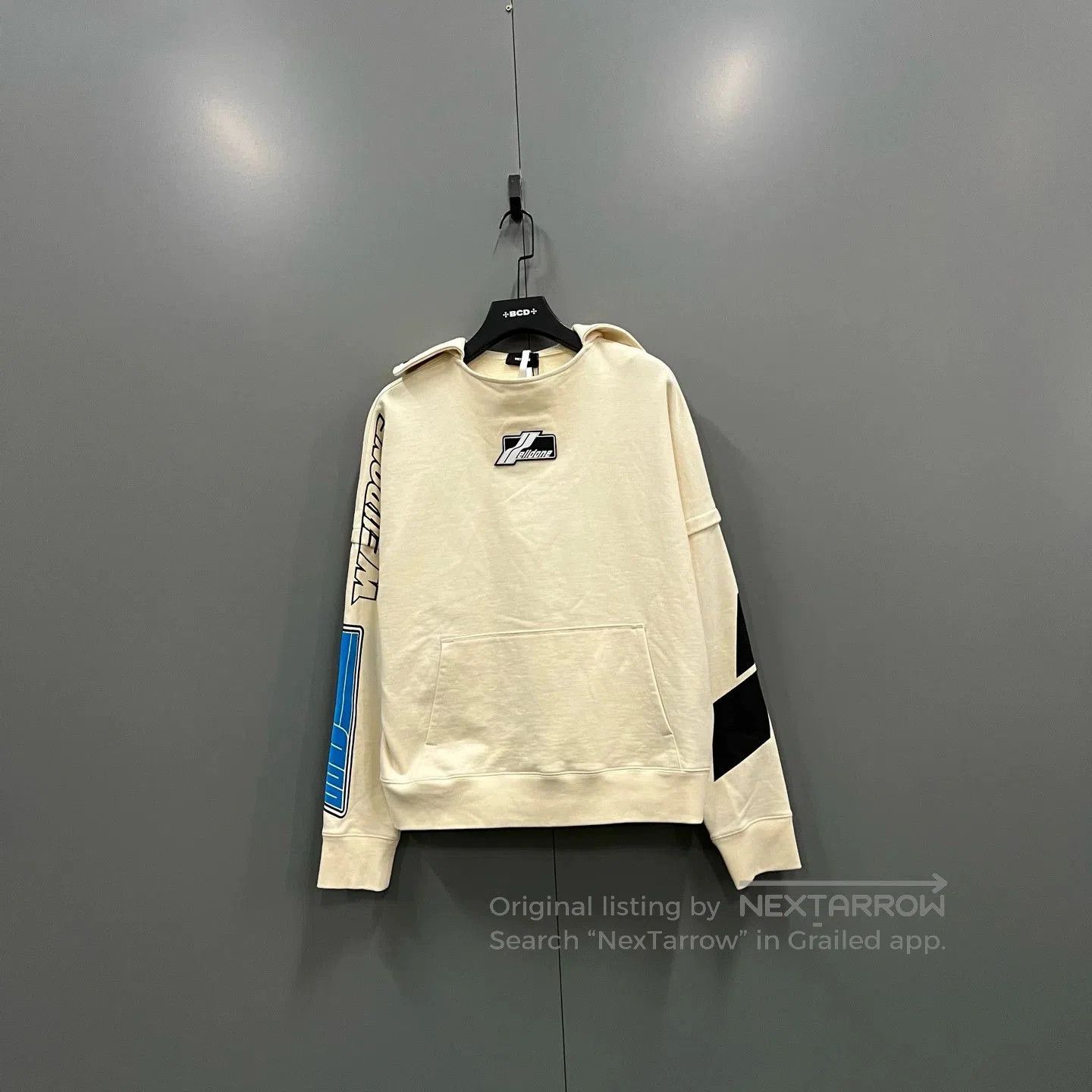 WE11DONE WE11DONE Beige Double Logo Patchwork Hoodie XS. Size XS / US 0-2 / IT 36-38 - 1 Thumbnail