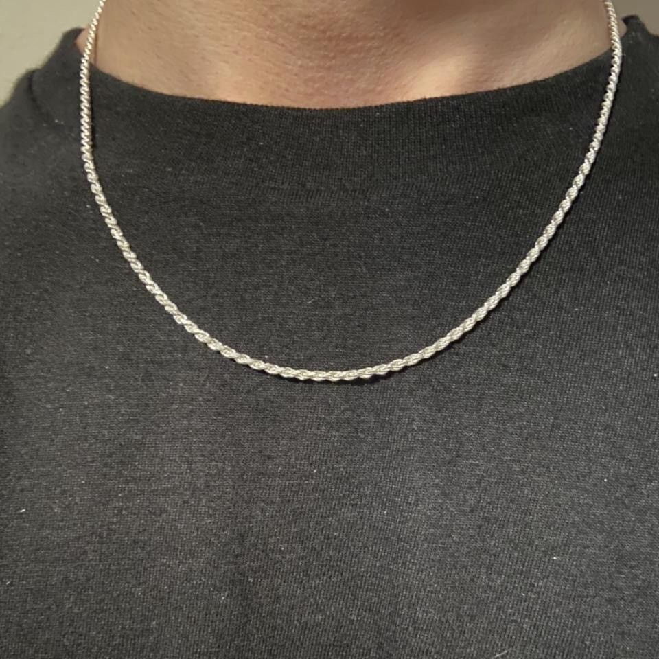 Sterling Silver Solid Silver Rope Chain Necklace 18in 2mm Size ONE SIZE - 1 Thumbnail