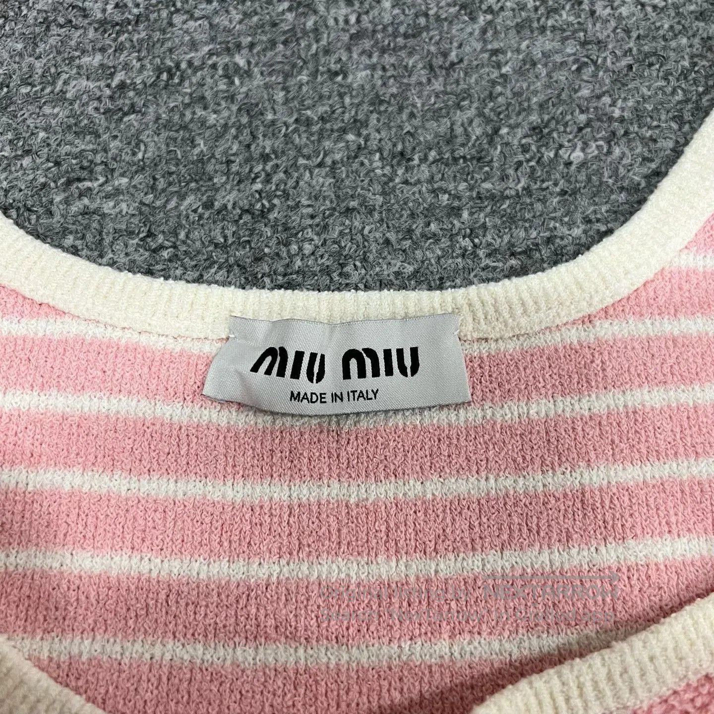 Miu Miu Miu Miu New Large Logo Pink Stripe Camisole. Size S / US 4 / IT 40 - 6 Thumbnail