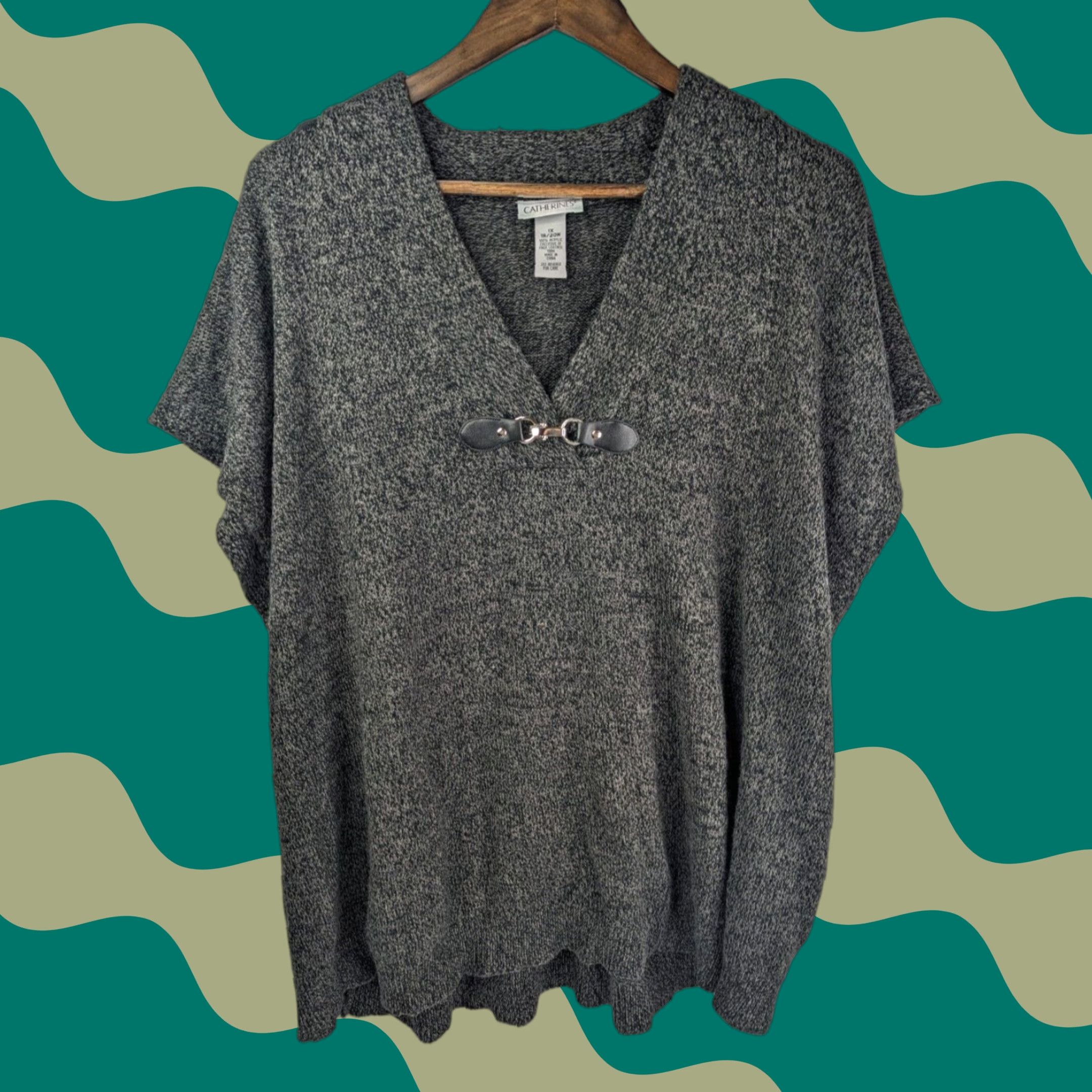 Vintage Catherines Sweater Top 1X Plus Gray Sleeveless Pullover V-Neck Shirt Women Modern Knit Pullover Casual Regular 18/20W Size XL / US 12-14 / IT 48-50 - 1 Thumbnail