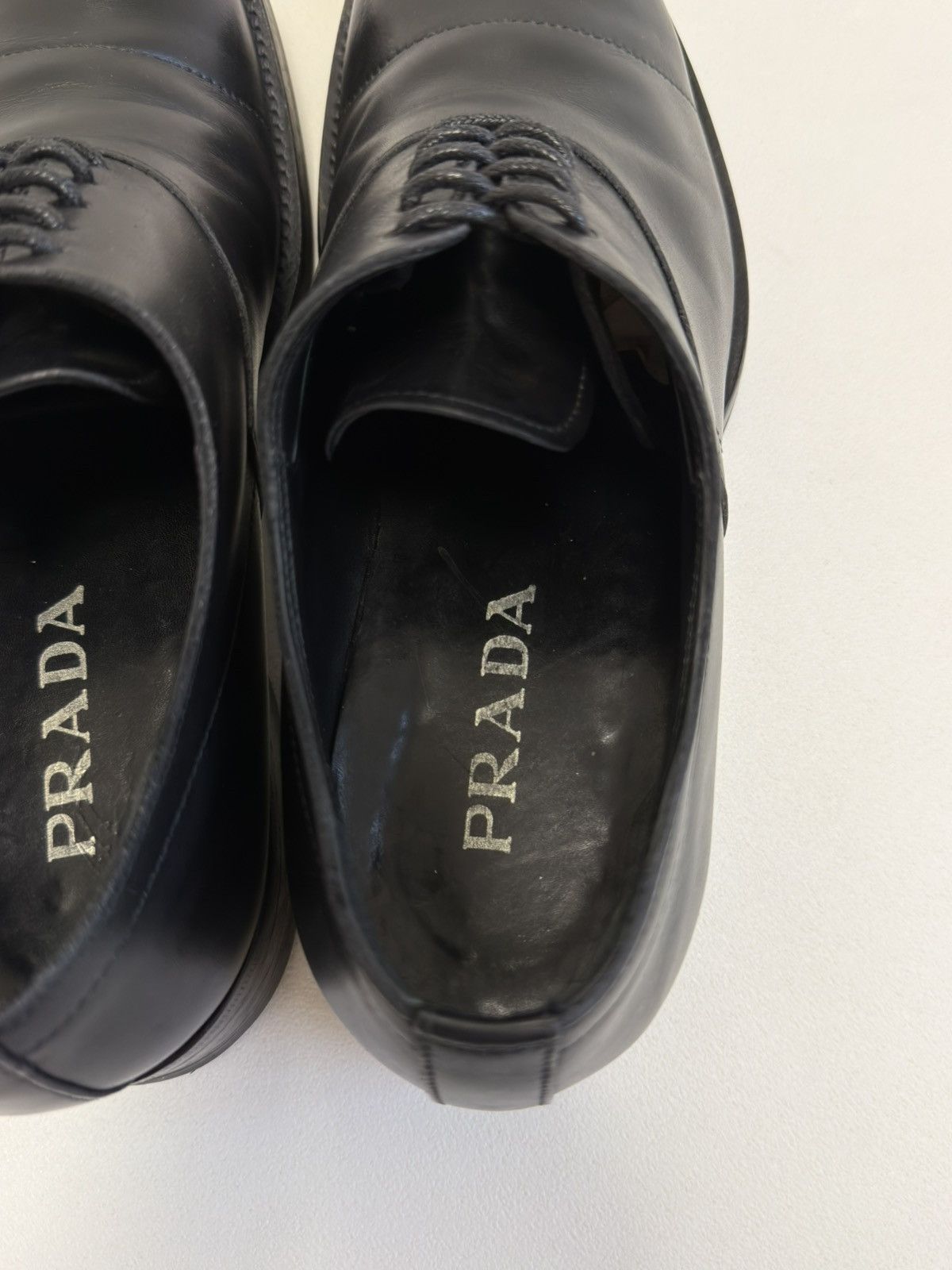Prada Mid 2000s Black Leather Derby Shoes Size US 8 / EU 41 - 12 Thumbnail