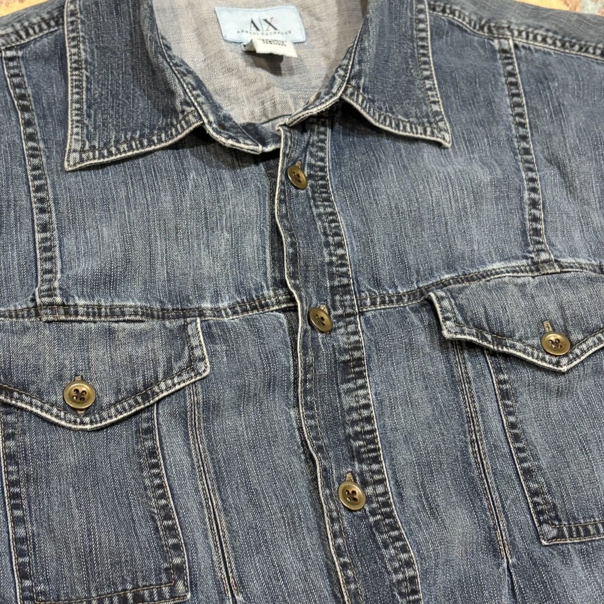 Armani Exchange Y2K Armani Exchange AX Denim Shirt Faded Sz L Size US L / EU 52-54 / 3 - 7 Thumbnail