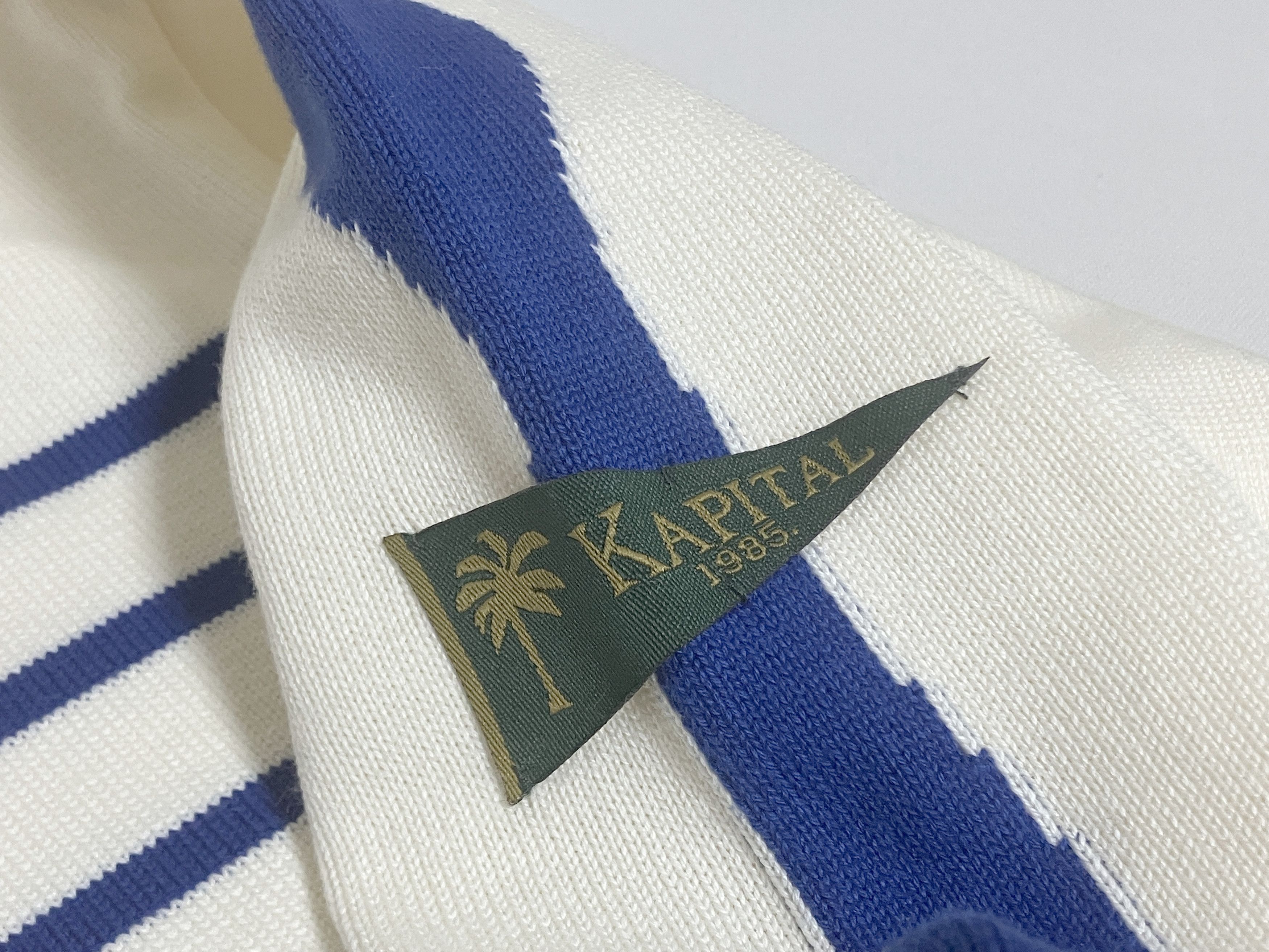Kapital KAPITAL Panel Border Boat Neck knit Sweater BONE Sleeve L Size US L / EU 52-54 / 3 - 3 Thumbnail