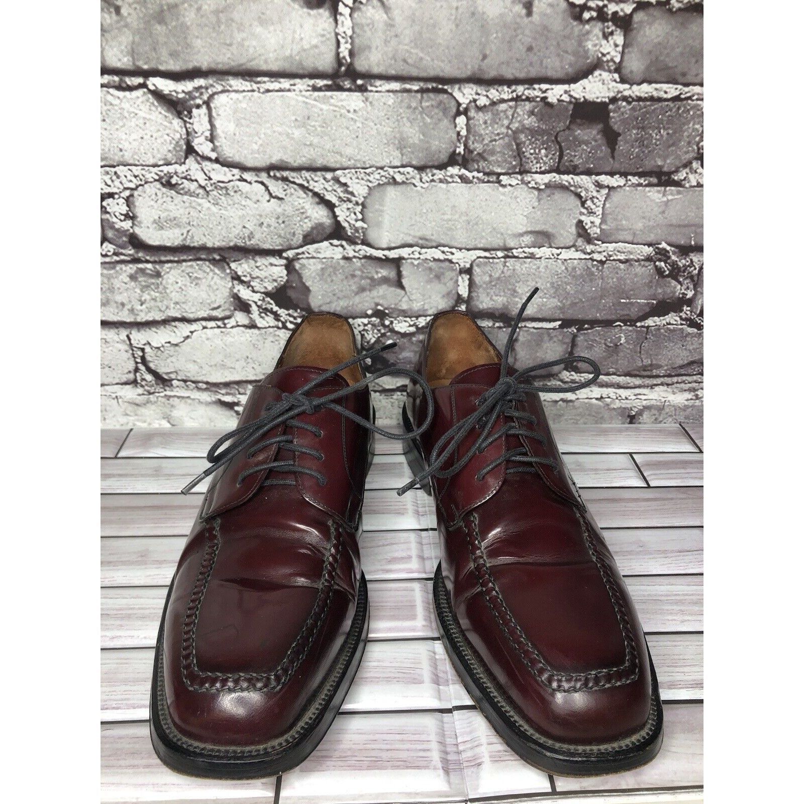 Cole Haan Cole Haan Burgundy Leather Square Toe Oxfords Dress Shoes Me Size US 11 / EU 44 - 2 Thumbnail