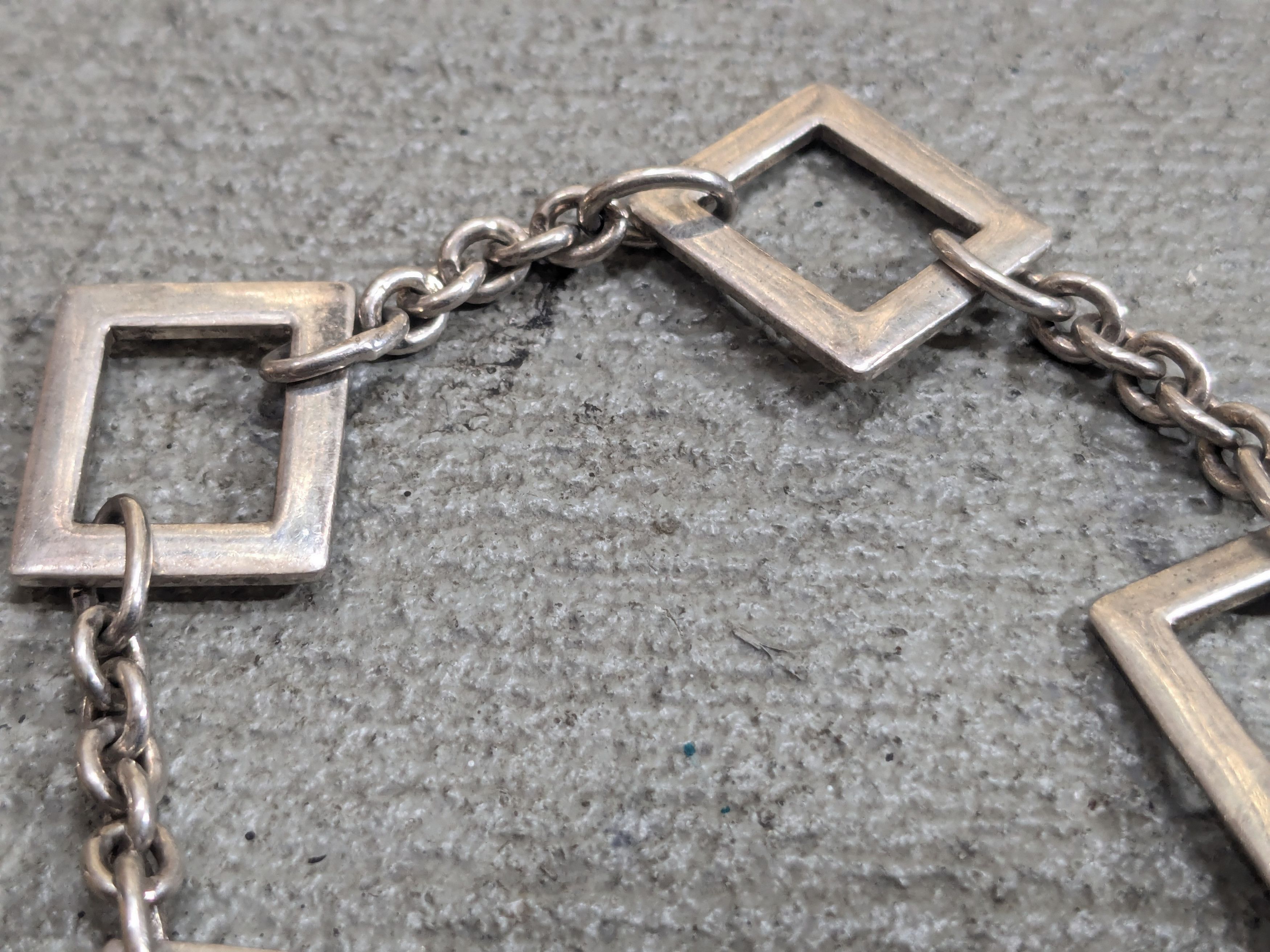 Sterling Silver Vintage Sterling Silver Bracelet Square Chain Size ONE SIZE - 4 Thumbnail
