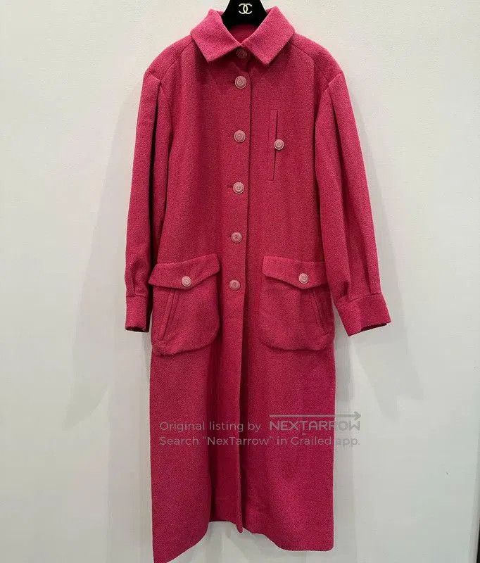 Chanel Chanel Pink Cotton Midi Coat for Women . Size L / US 10 / IT 46 - 1 Thumbnail