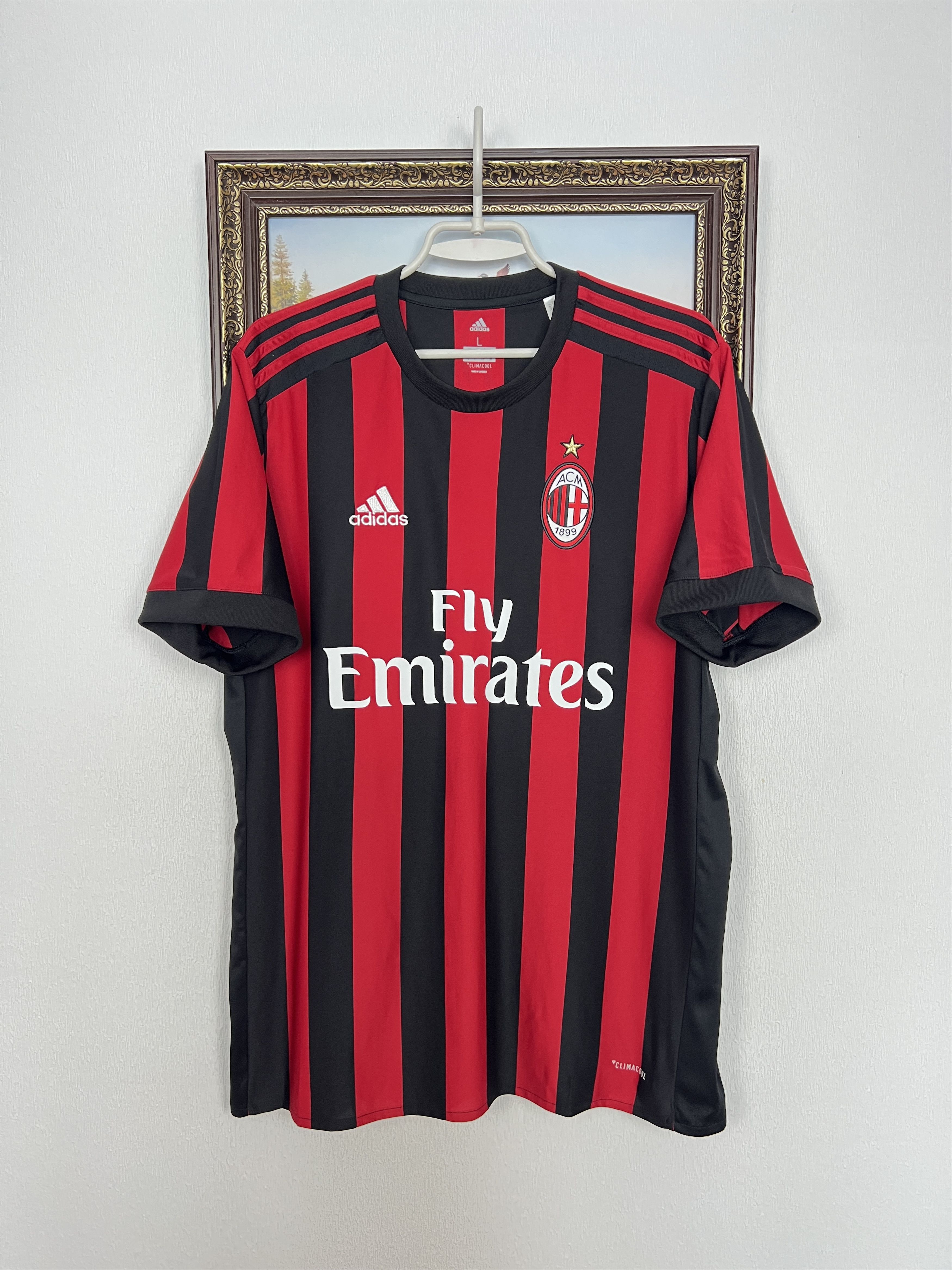 AC Milan Home football shirt 2017 Soccer #19 Bonucci Adidas