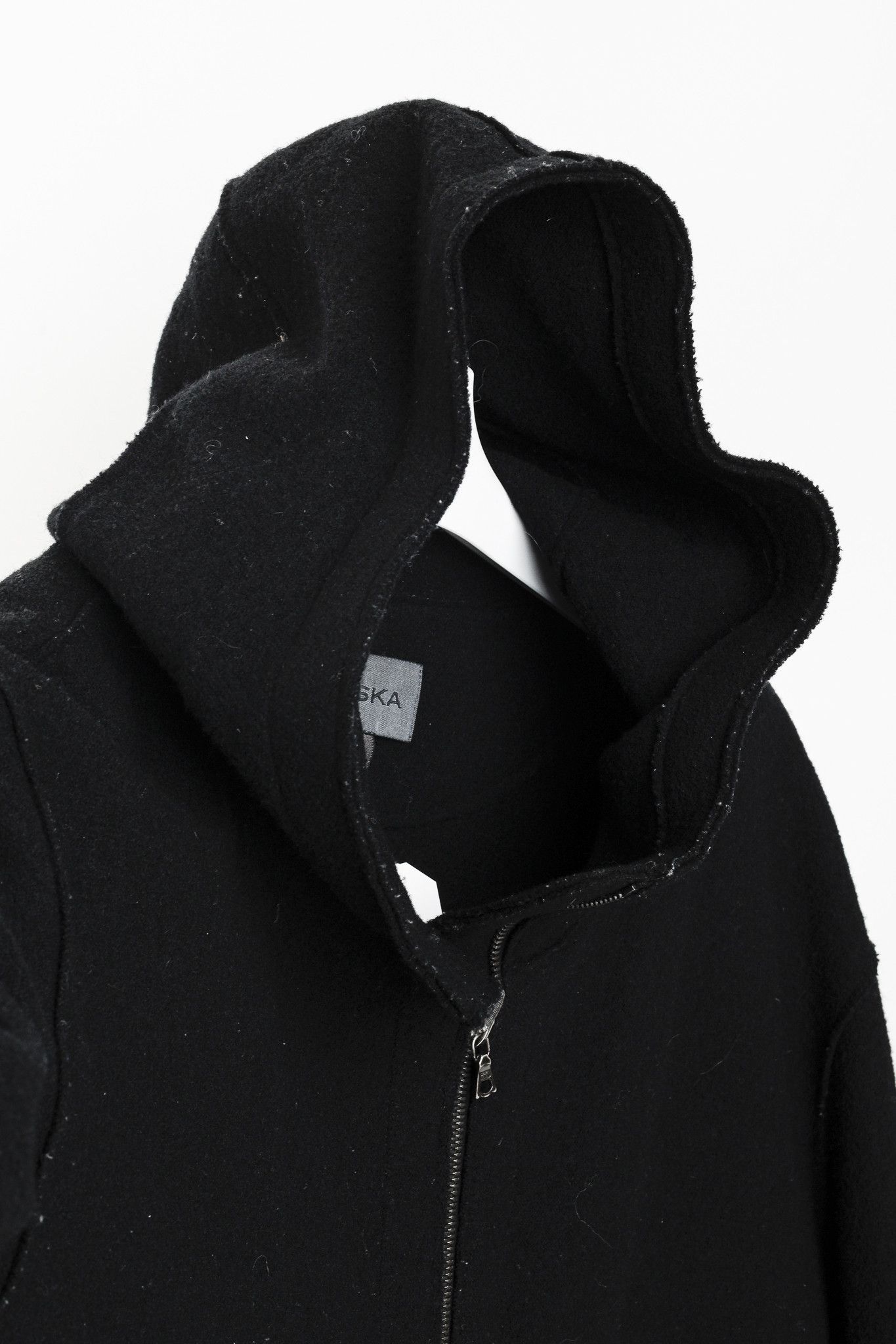 Other Oska Black Boiled-Wool Knit-Hem Hooded Coat Size M / US 6-8 / IT 42-44 - 9 Thumbnail