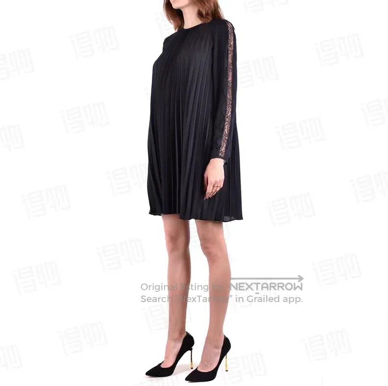 Valentino Valentino Solid color crew neck pleated long-sleeved dress Size S / US 4 / IT 40 - 3 Thumbnail