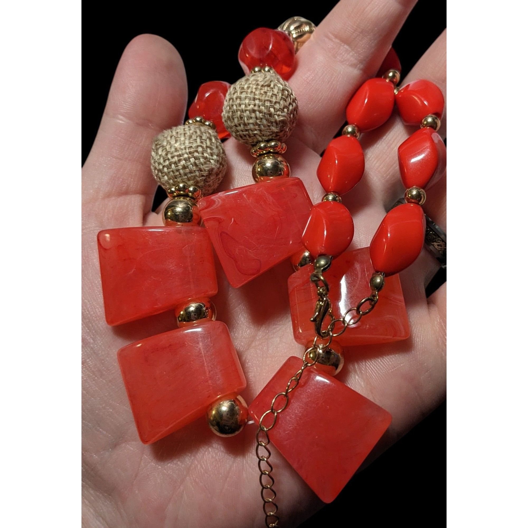 Other 1946 Collection Red And Gold Beaded Statement Necklace Size ONE SIZE - 4 Thumbnail