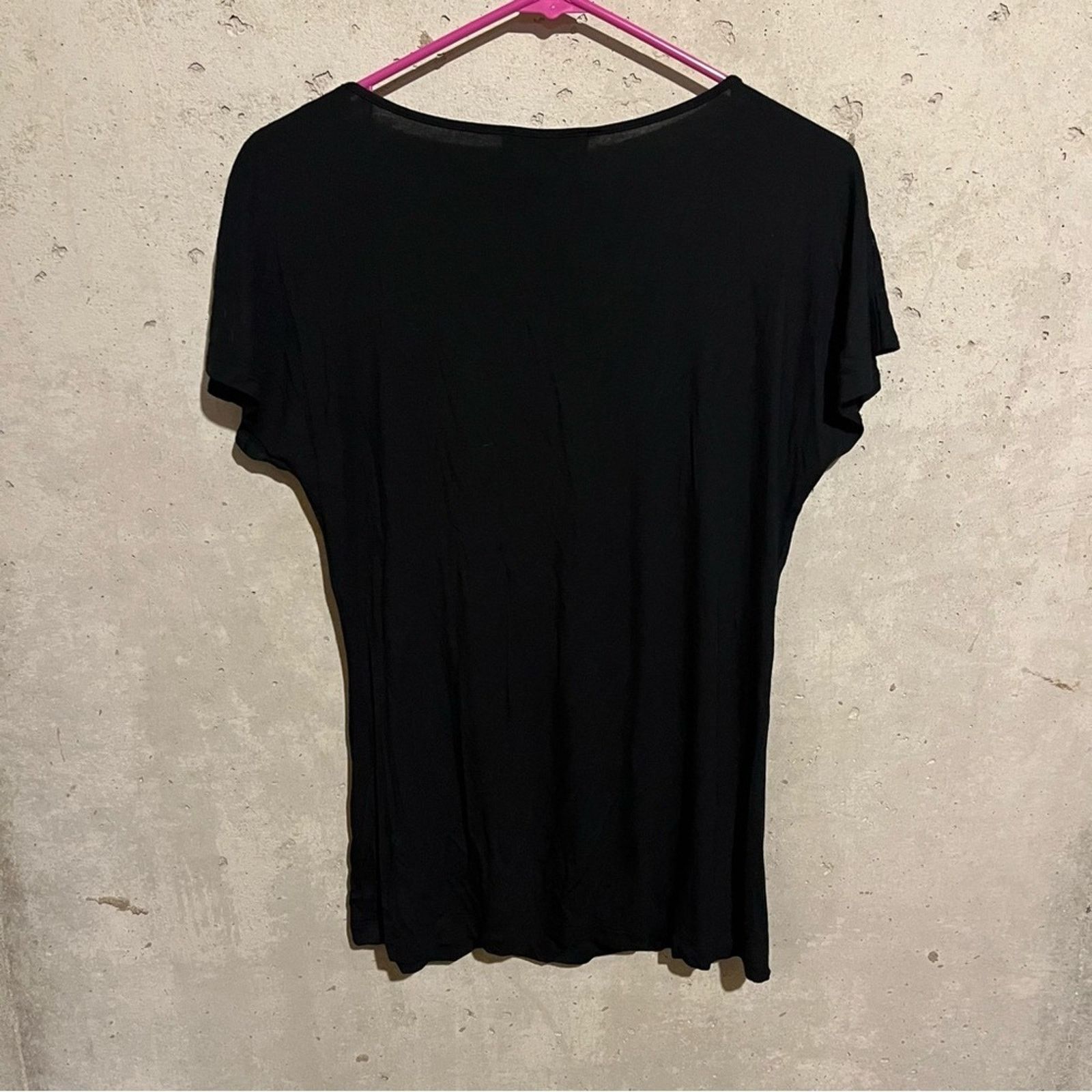 Other Cable & Gauge L Black Silver Ring Vneck Short Sleeve Top Size L / US 10 / IT 46 - 4 Thumbnail