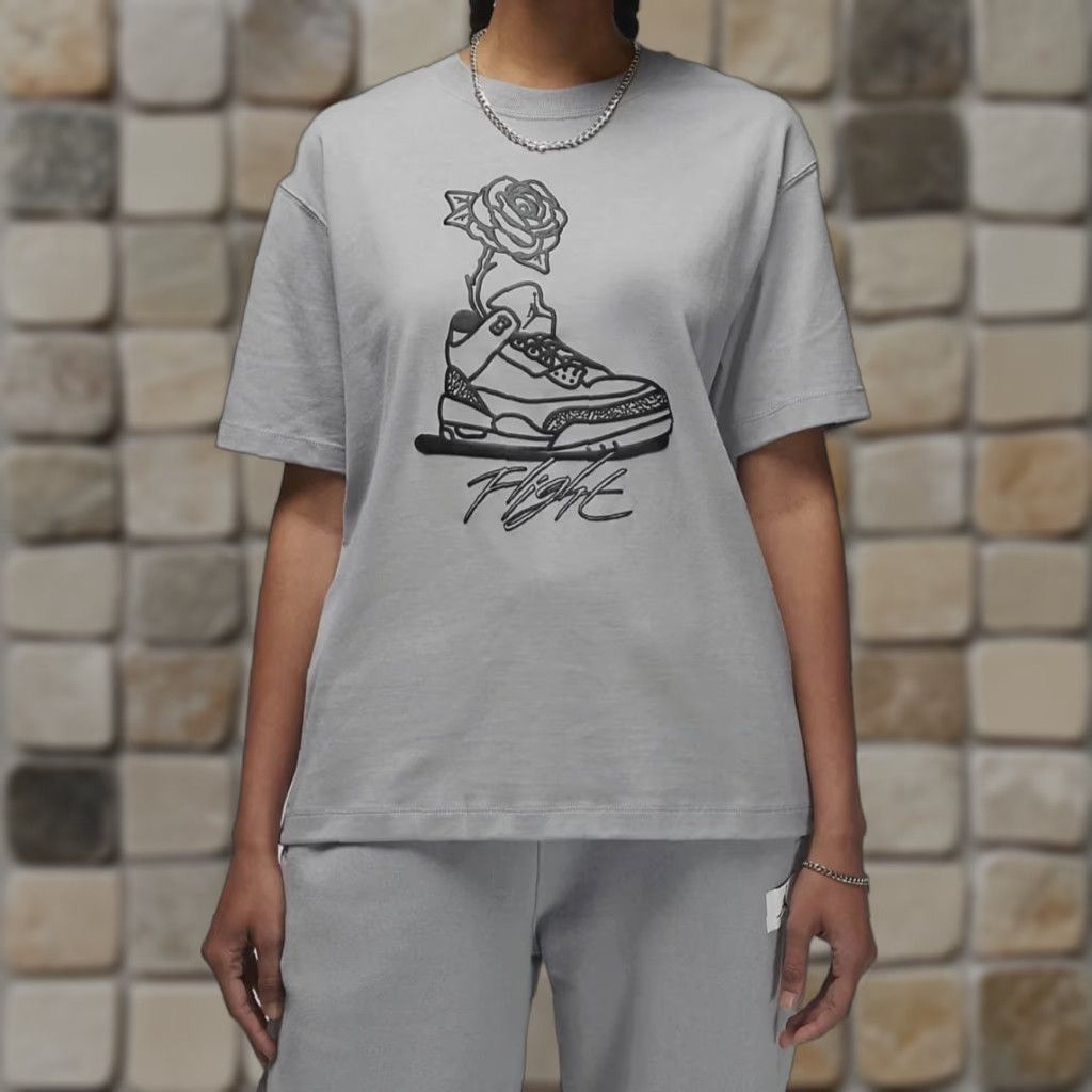 Jordan Brand Air Jordan Women's Flight Graphic T-Shirt DV1408-011 Crew Neck Short Sleeve Gray Size S Loose Fit NWT Size S / US 4 / IT 40 - 1 Thumbnail