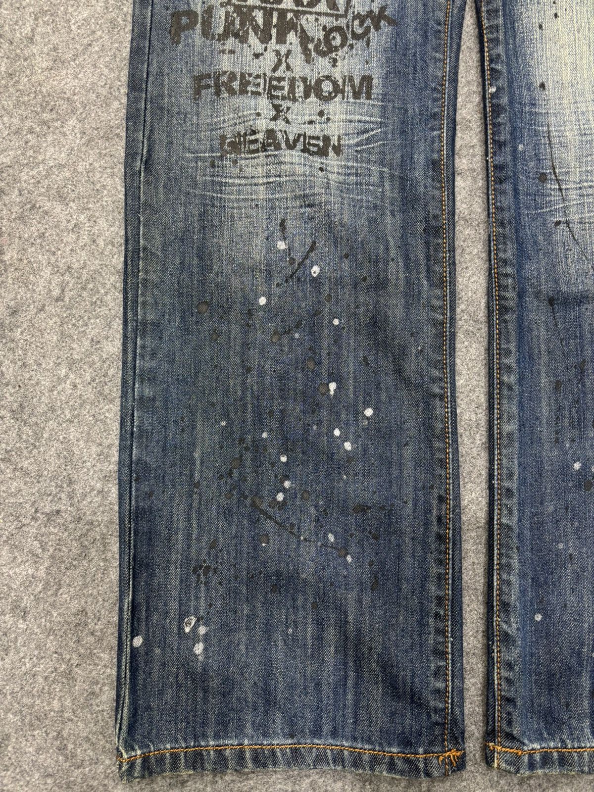 Japanese Brand Sick punk ministry PatchWork Japan Paint Splatter Denim F672 Size US 31 - 10 Thumbnail