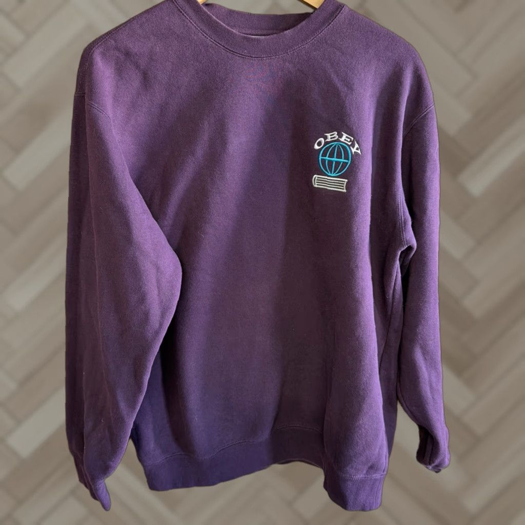 Obey OBEY Mens Crewneck Sweatshirt Knowledge is Power Purple Size US M / EU 48-50 / 2 - 1 Thumbnail