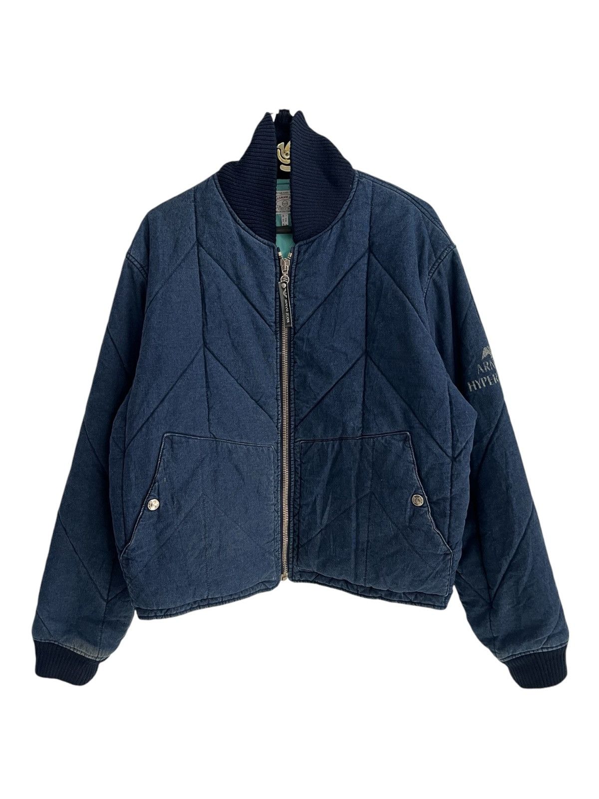 1990s Armani Jeans ?? Quilted Cropped Denim Bomber Jacket