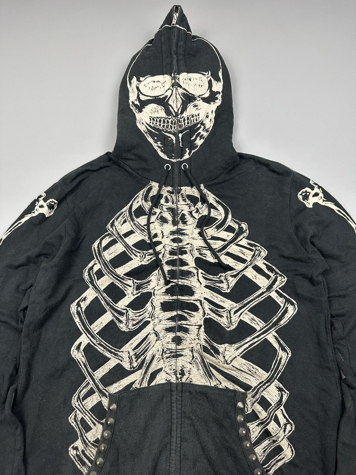 If Six Was Nine × Japanese Brand Japanese Glad News Skeleton Full Zipper Hoodies Size US M / EU 48-50 / 2 - 4 Thumbnail