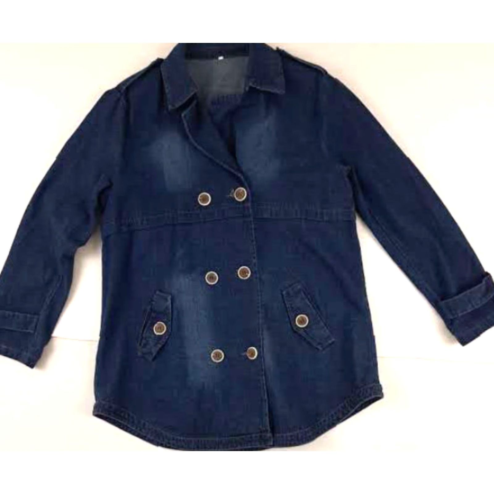 Doublet VINTAGE Woman Denim Blue Jean Jacket L Blue 90s Classic Denim Coat Womens Jacket - 90s Theme, Large, Light Weight, Basic Jacket, 32in Long Size 36" / US 14 / IT 50 - 2 Thumbnail