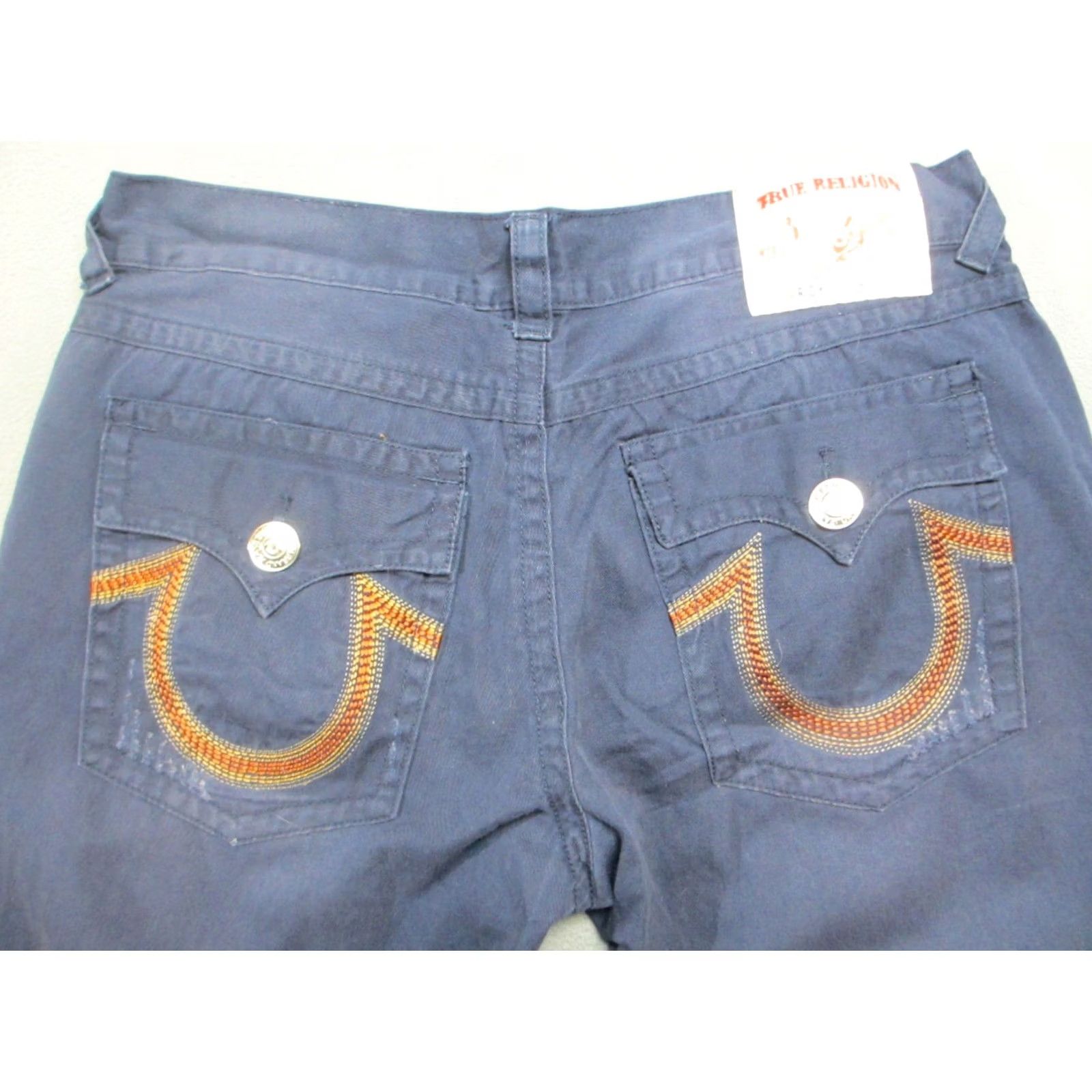 True Religion True Religion Jeans Mens 38x34 Blue Denim Ricky Straight Distressed Embroidered Jeans Size US 38 / EU 54 - 3 Thumbnail