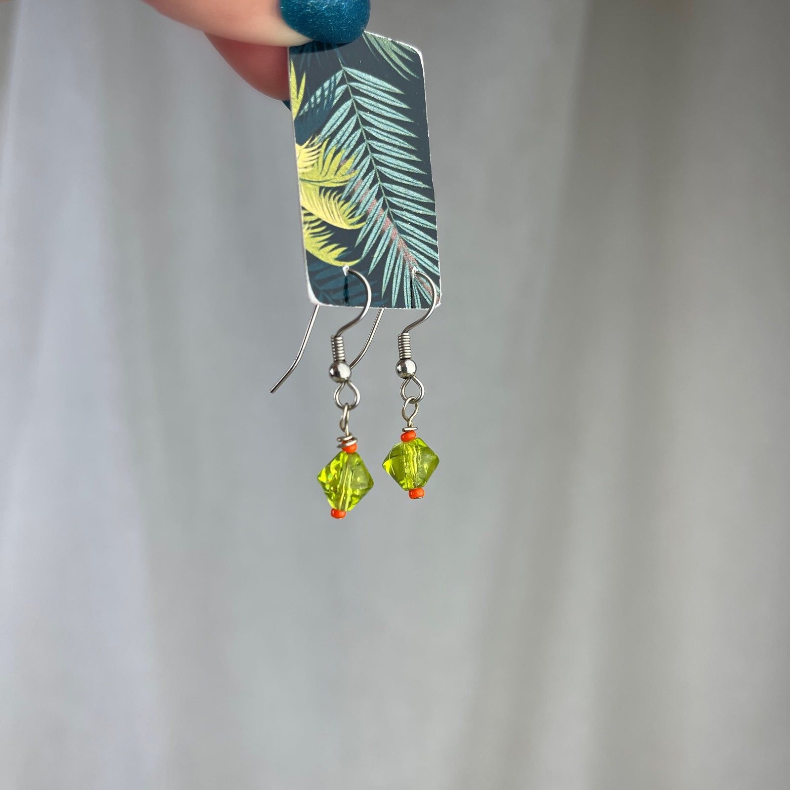Handmade Handmade Dainty Bead Earrings Green Orange Artsy Jewelry Size ONE SIZE - 3 Thumbnail