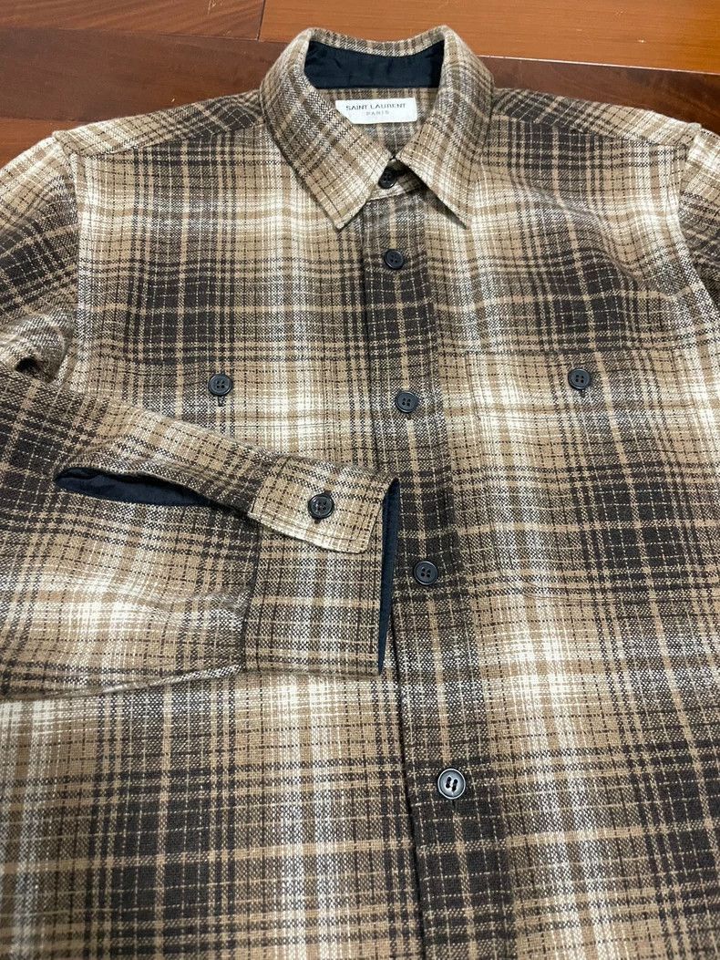 Saint Laurent Paris Saint Laurent Paris 13FW First Year Show Wool Checkered Shi Size US M / EU 48-50 / 2 - 3 Thumbnail