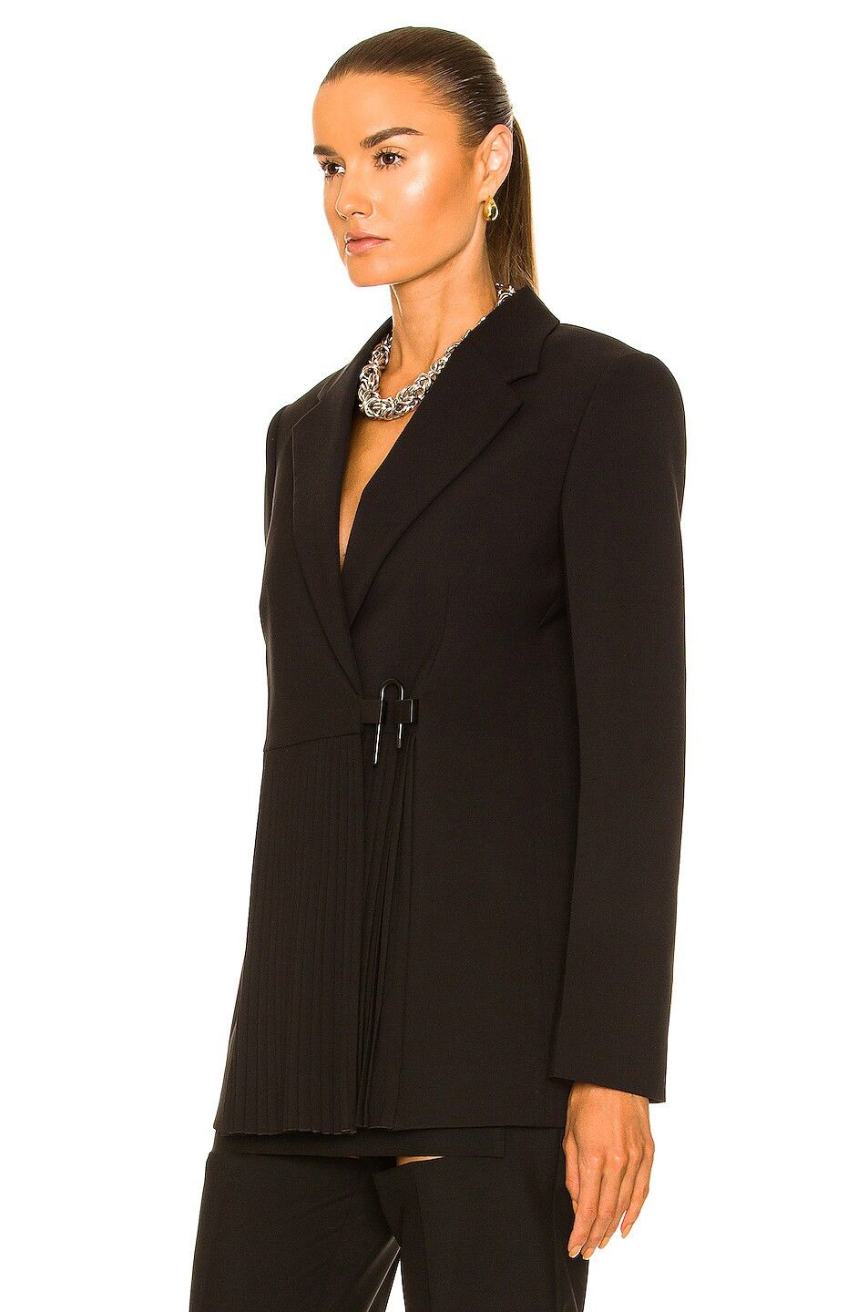 Givenchy o1w1db10325 U Lock Jacket With Pleats in Black Size XS / US 0-2 / IT 36-38 - 5 Thumbnail