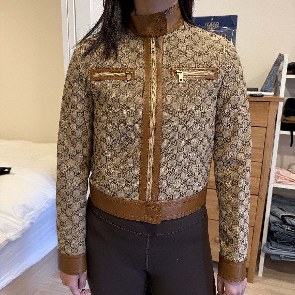 Gucci Gucci GG Canvas Jacket with Leather Trim – Size IT 40 Size S / US 4 / IT 40 - 2 Thumbnail
