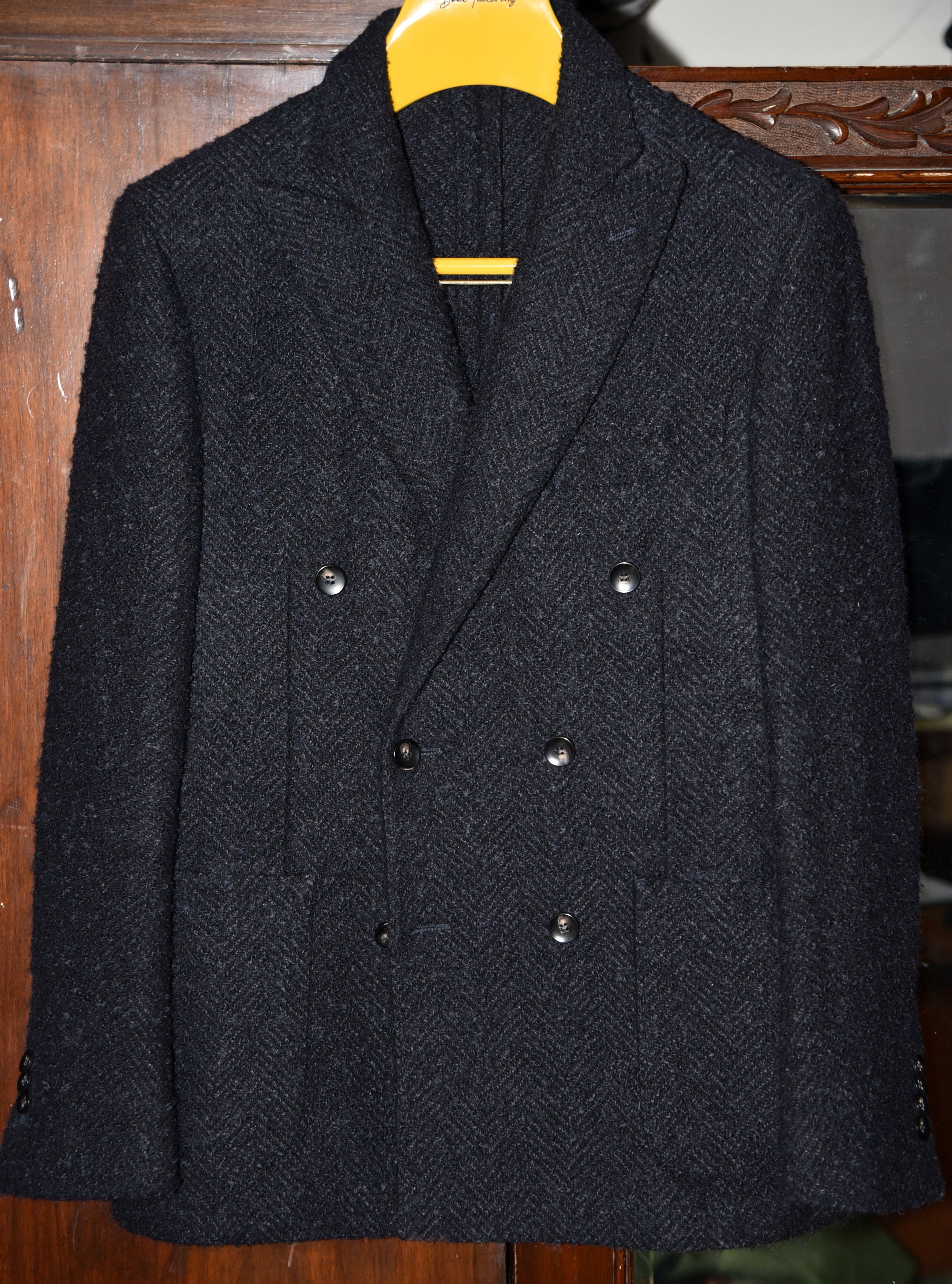 Suitsupply Suitsupply Navy Double Breasted Bouclé Jacket 40R Size 40R - 2 Thumbnail