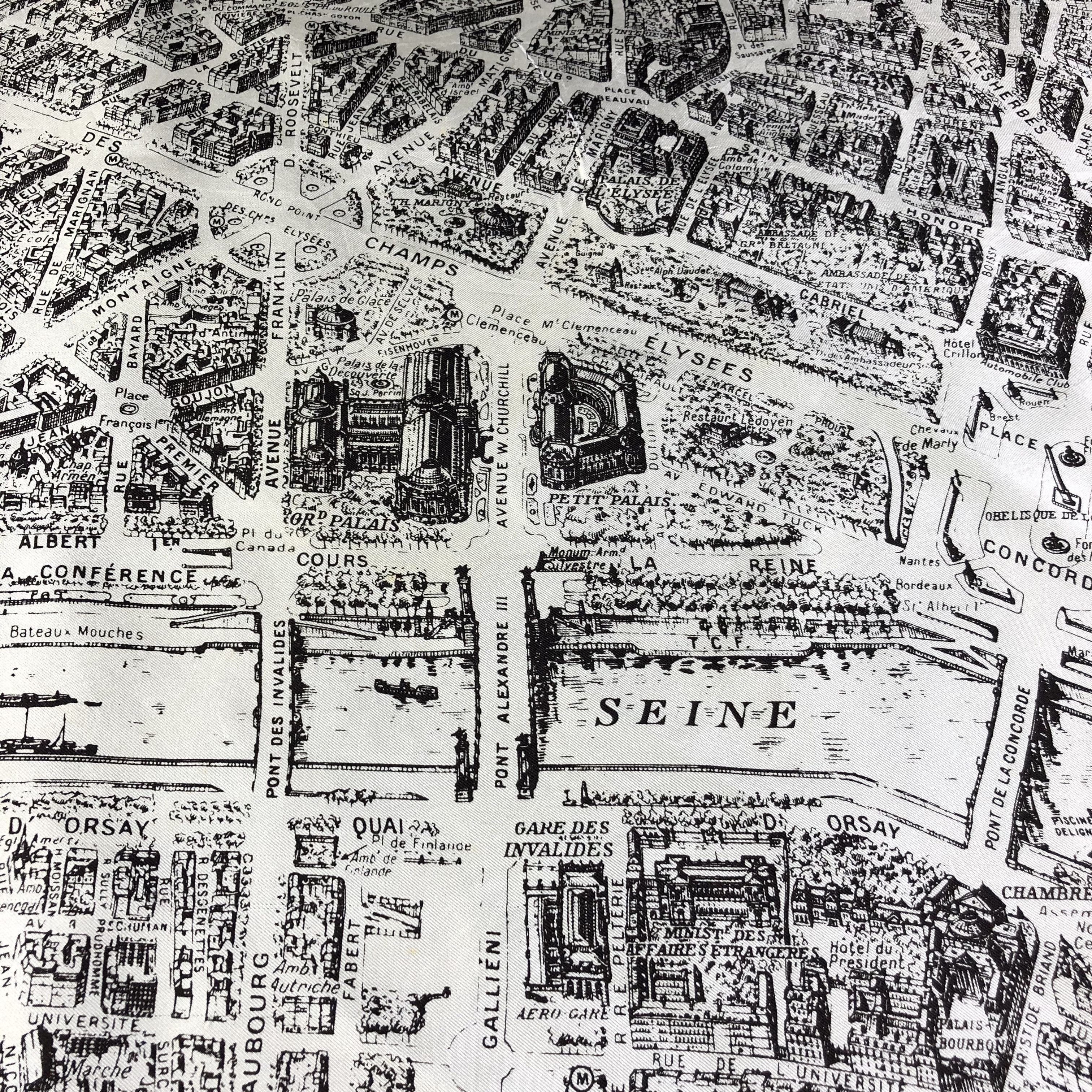 Vintage Paris City Map Silk Scarf M809 Size ONE SIZE - 5 Thumbnail