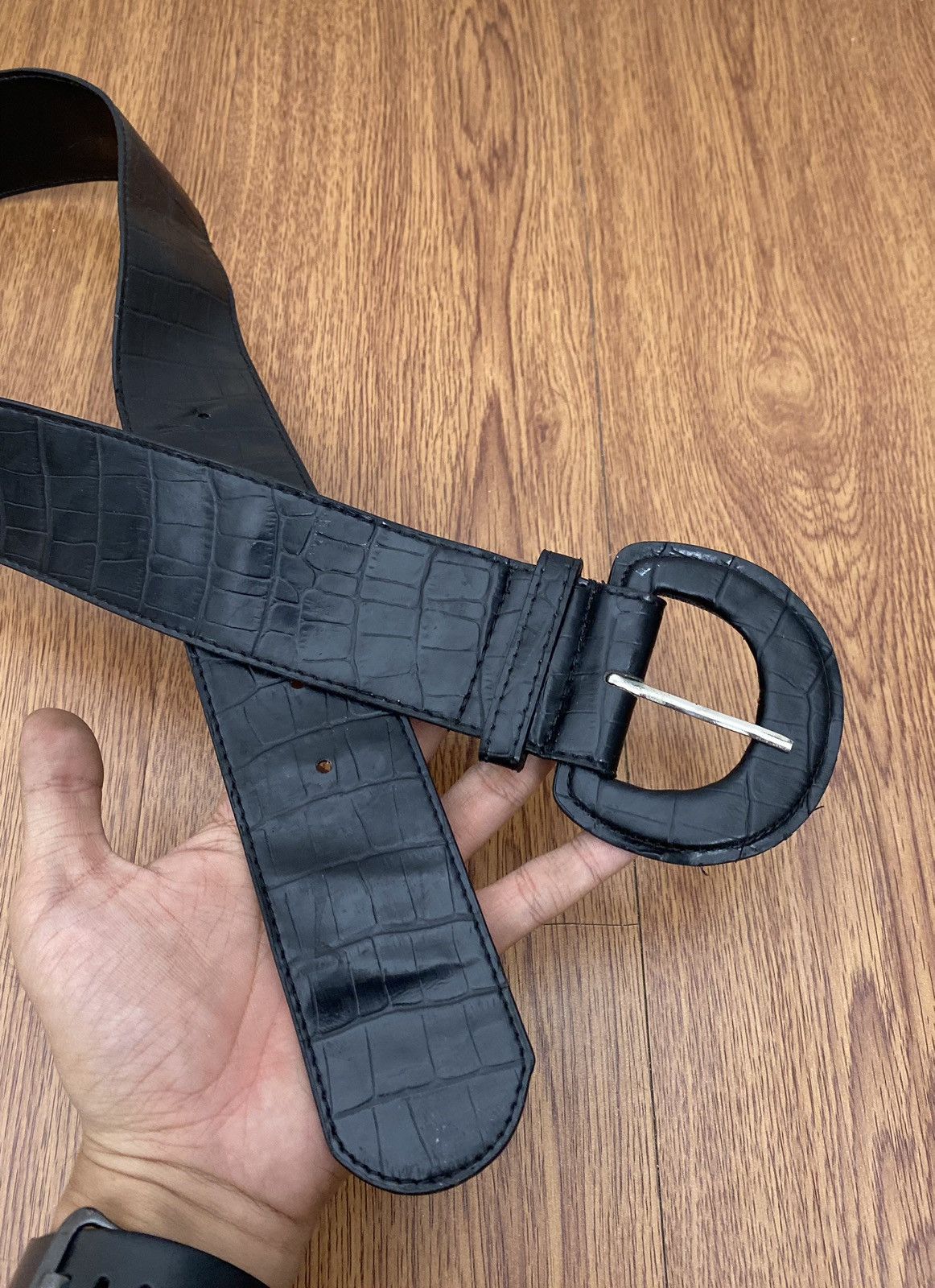 If Six Was Nine × Japanese Brand × Le Grande Bleu (L.G.B.) Black croco pattern leather belt Size ONE SIZE - 3 Thumbnail