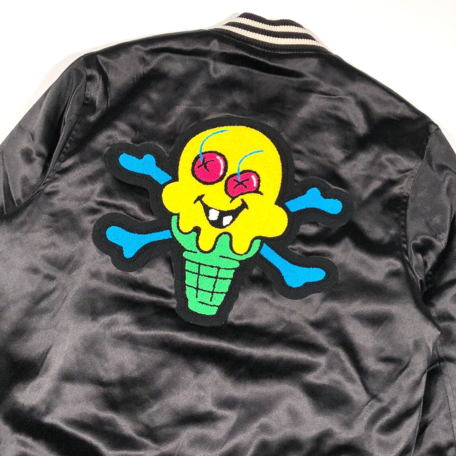 Billionaire Boys Club × Icecream SS22 Ice Cream Cone Logo Bones Black Satin Bomber Jacket Size US S / EU 44-46 / 1 - 8 Thumbnail
