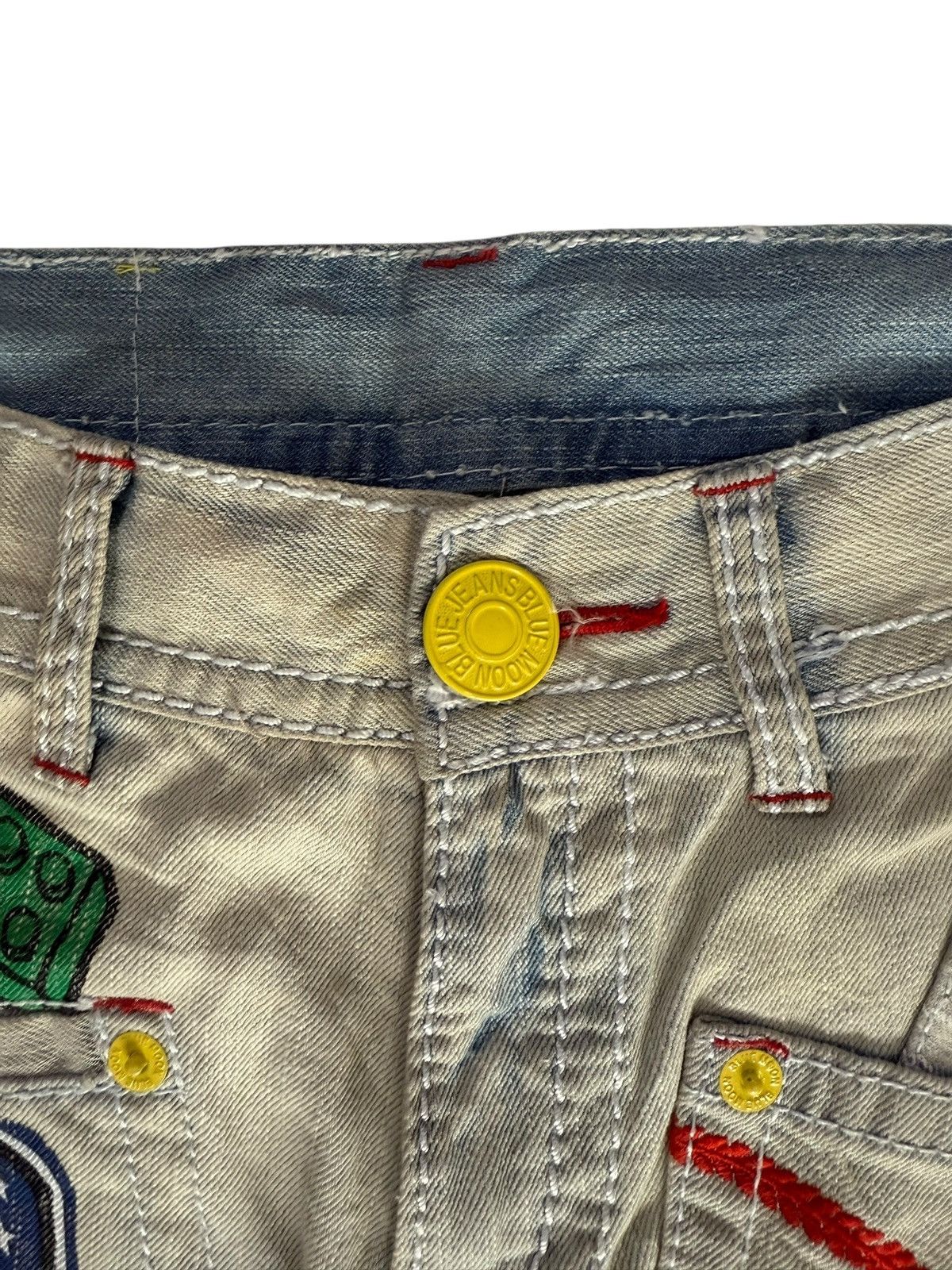 Japanese Brand Y2K Blue Moon Blue Denim Jeans Design Art Hippie Style Size US 28 / EU 44 - 5 Thumbnail