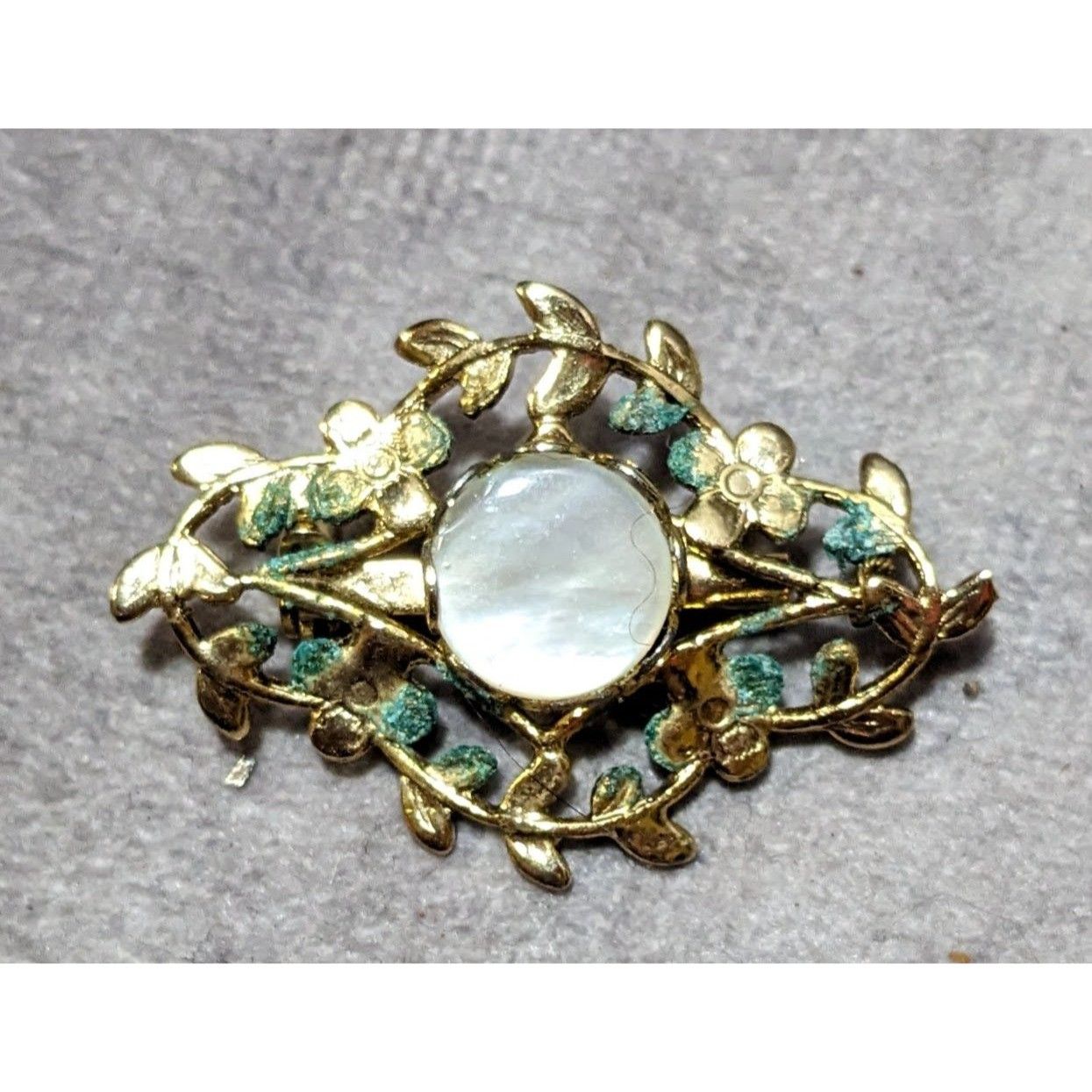 Other Vintage Mother Of Pearl Gold Floral Brooch Size ONE SIZE - 4 Thumbnail