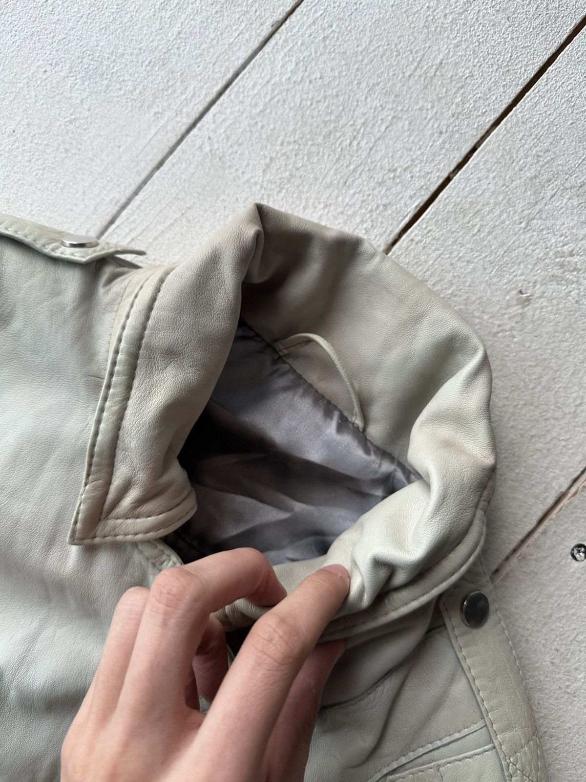 Other 🚨Y2K RICK OWENS TYPE DIRTY SLIM FIT ZIP LEATHER JACKET Size XS / US 0-2 / IT 36-38 - 5 Thumbnail