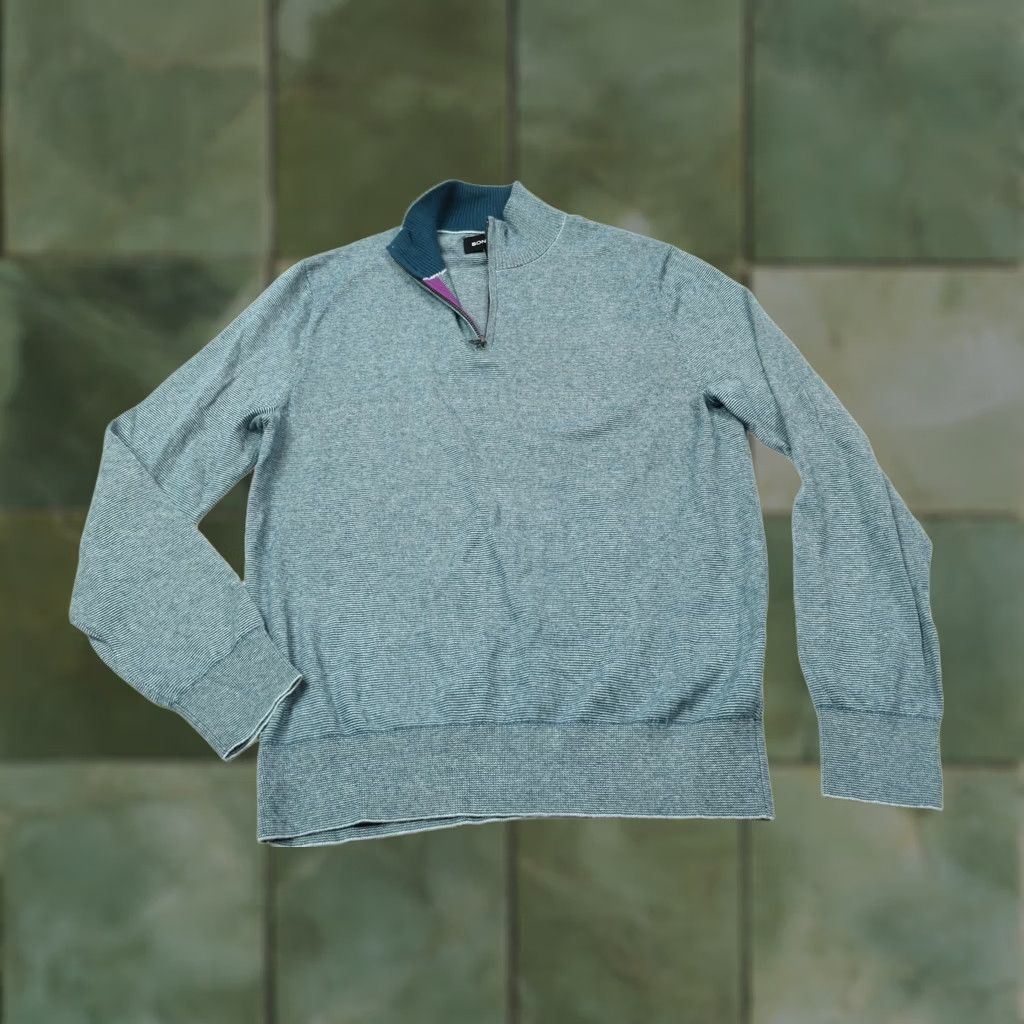 Bonobos Bonobos 1/4 Zip Sweater Mens M Blue Cotton Cashmere Long Sleeve Slim Fit Size US M / EU 48-50 / 2 - 1 Thumbnail