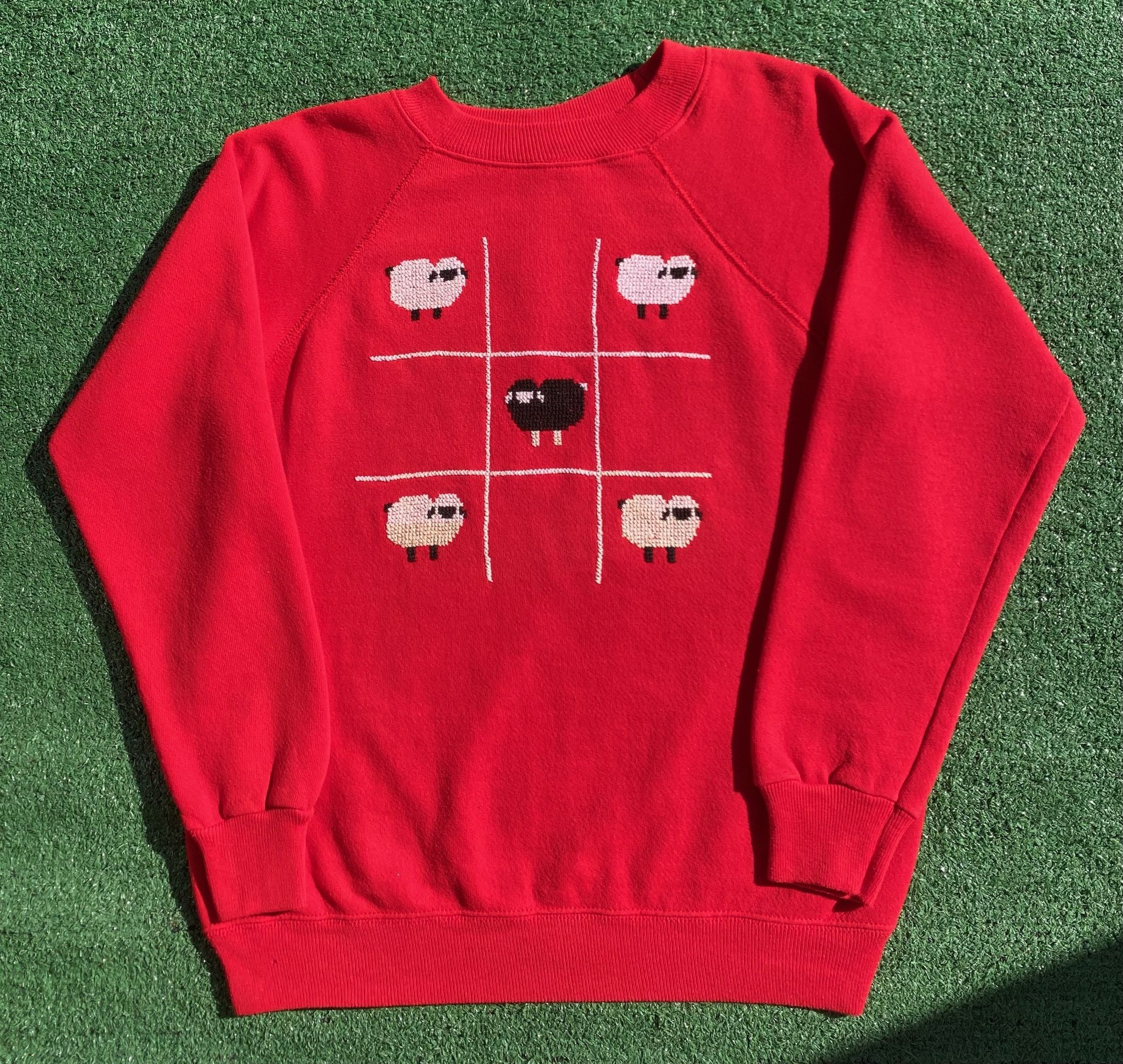 Other 80’s Black Sheep Cross Stitch Red Sweatshirt Womens Small Size S / US 4 / IT 40 - 1 Thumbnail