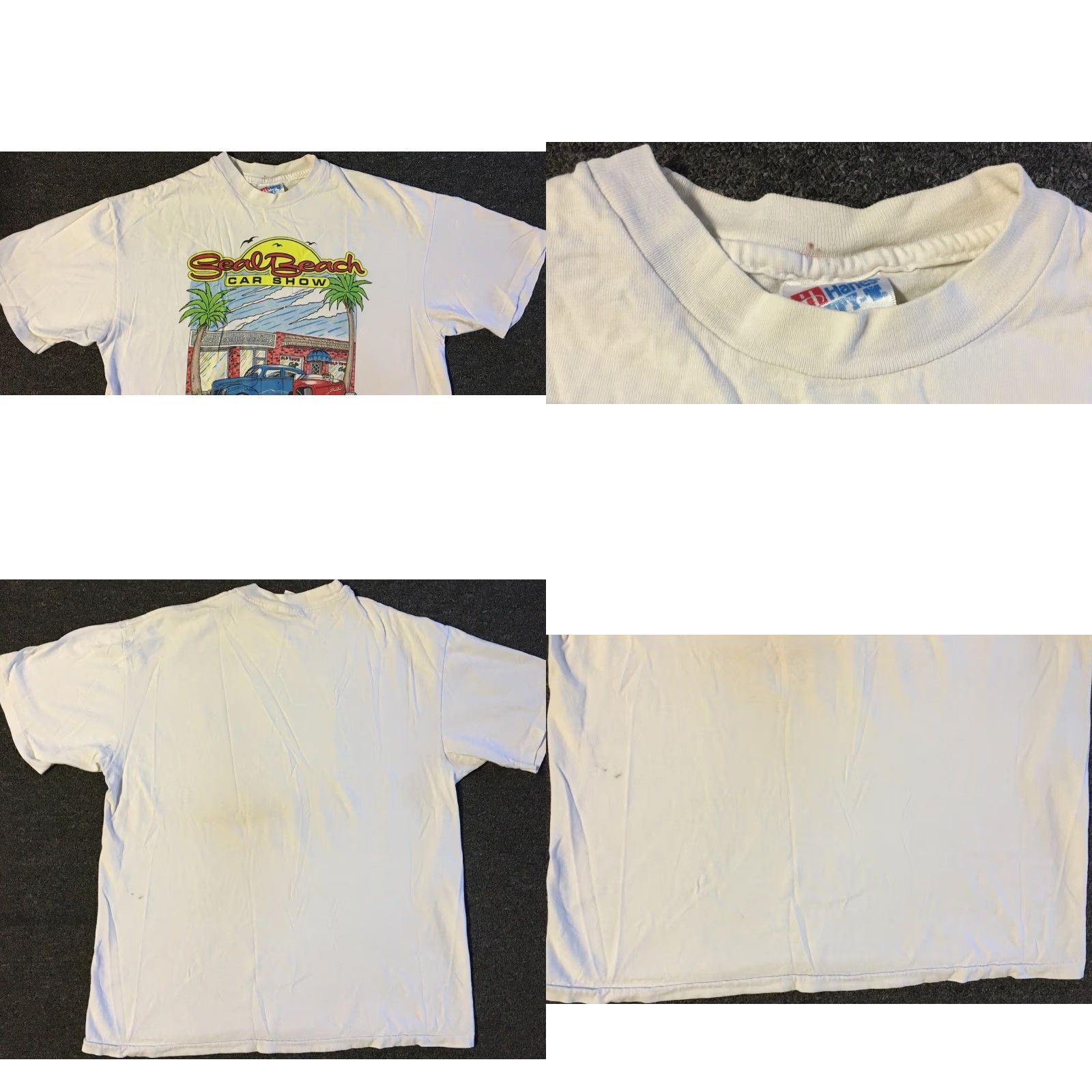 Vintage VINTAGE Seal Beach Car Show Shirt M White 90s Distressed Grunge Car Theme Mens Size US M / EU 48-50 / 2 - 8 Thumbnail