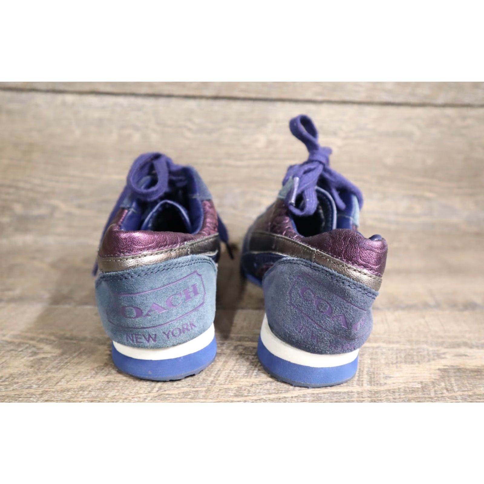 Coach Coach Rebekha Shoes Sneaker Women's 6 Navy Leather Suede Signature C Logo Casual Athletic Flat Top Low Top Size US 7 / IT 37 - 4 Thumbnail