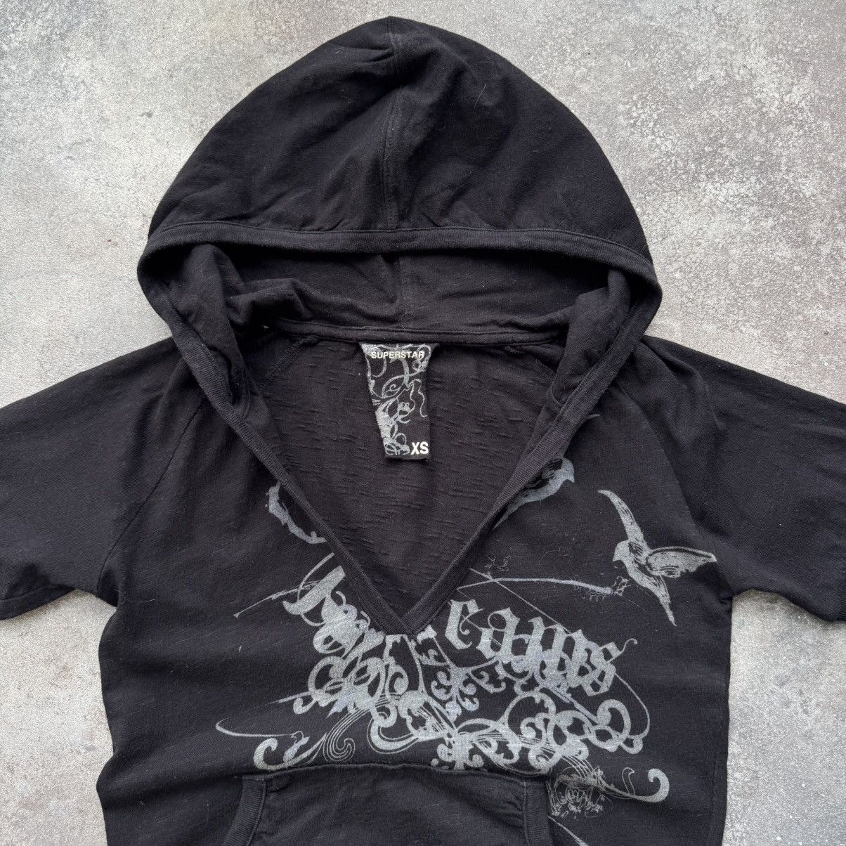 If Six Was Nine Amazing Vintage Affliction Style Y2K Gothic Hooded T-Shirt Size S / US 4 / IT 40 - 4 Thumbnail