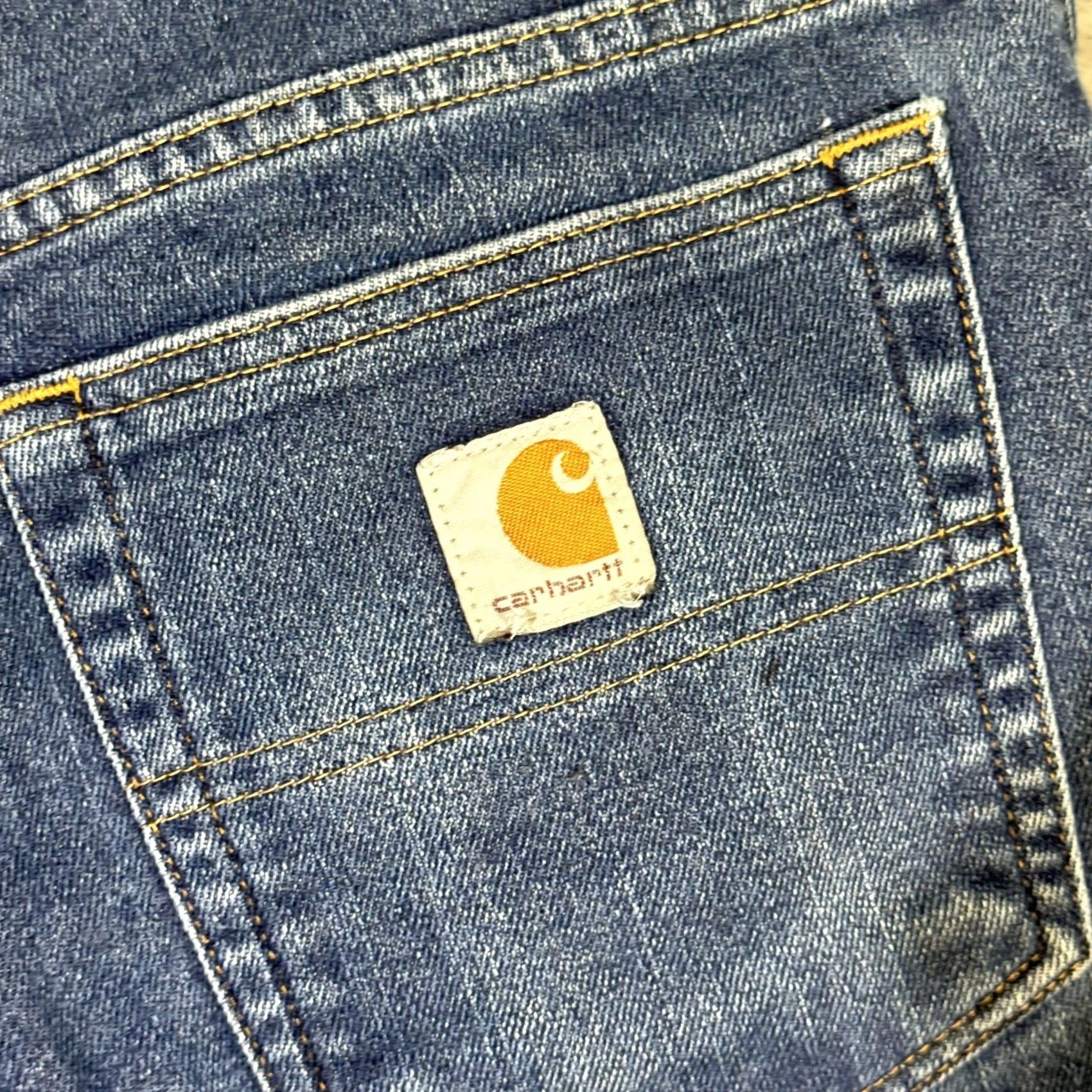 Carhartt VINTAGE Carhartt Jeans Mens 32x28 Blue Straight Leg Stretch Denim Workwear Zip Fly Size US 32 / EU 48 - 6 Thumbnail