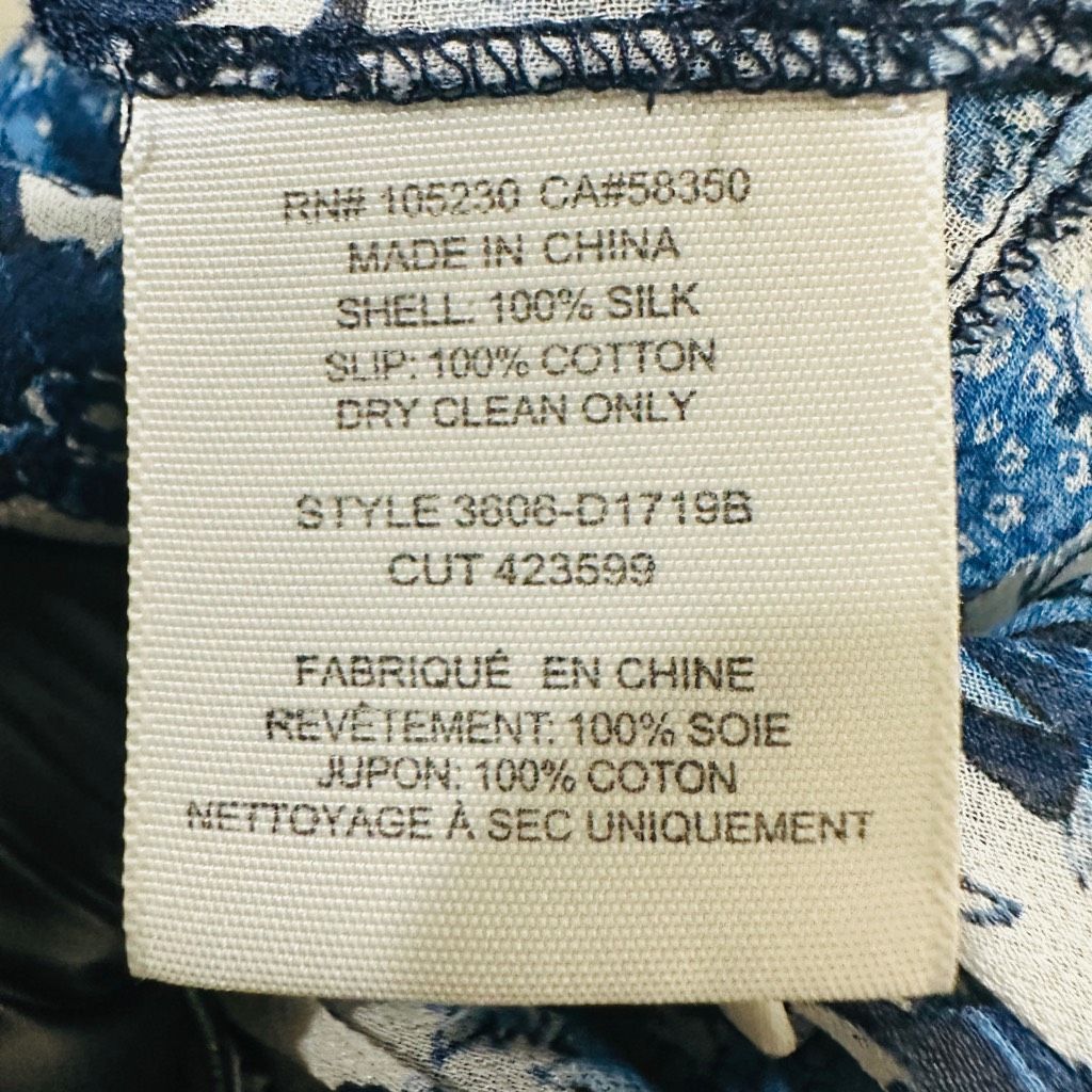 Joie JOIE Demko Blue White Abstract Floral Silk Boho Fully Lined Size XS / US 0-2 / IT 36-38 - 5 Thumbnail