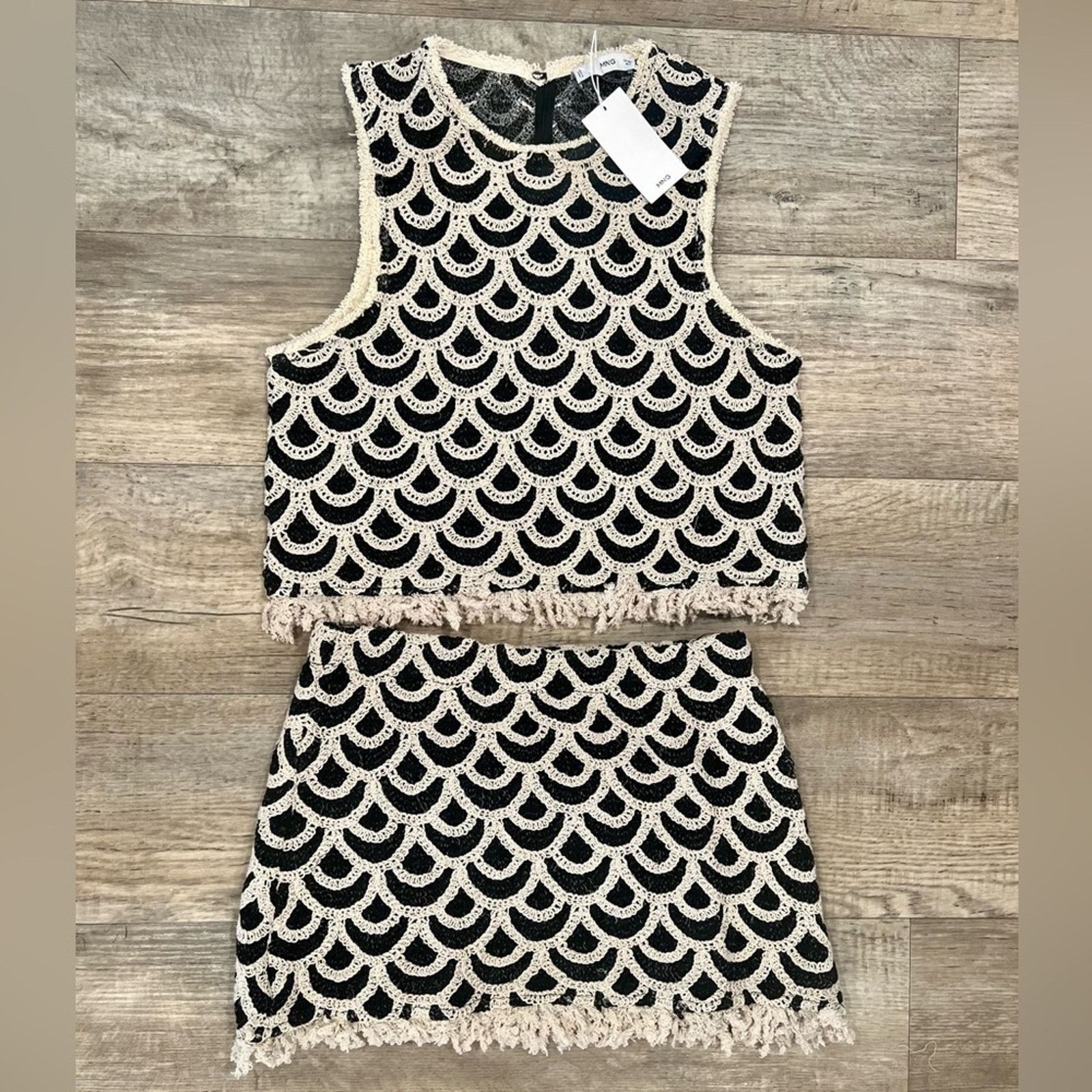 Mango Mango Crochet Co-Ord Set Resort Mini Skirt NWT Size M / US 6-8 / IT 42-44 - 23 Thumbnail
